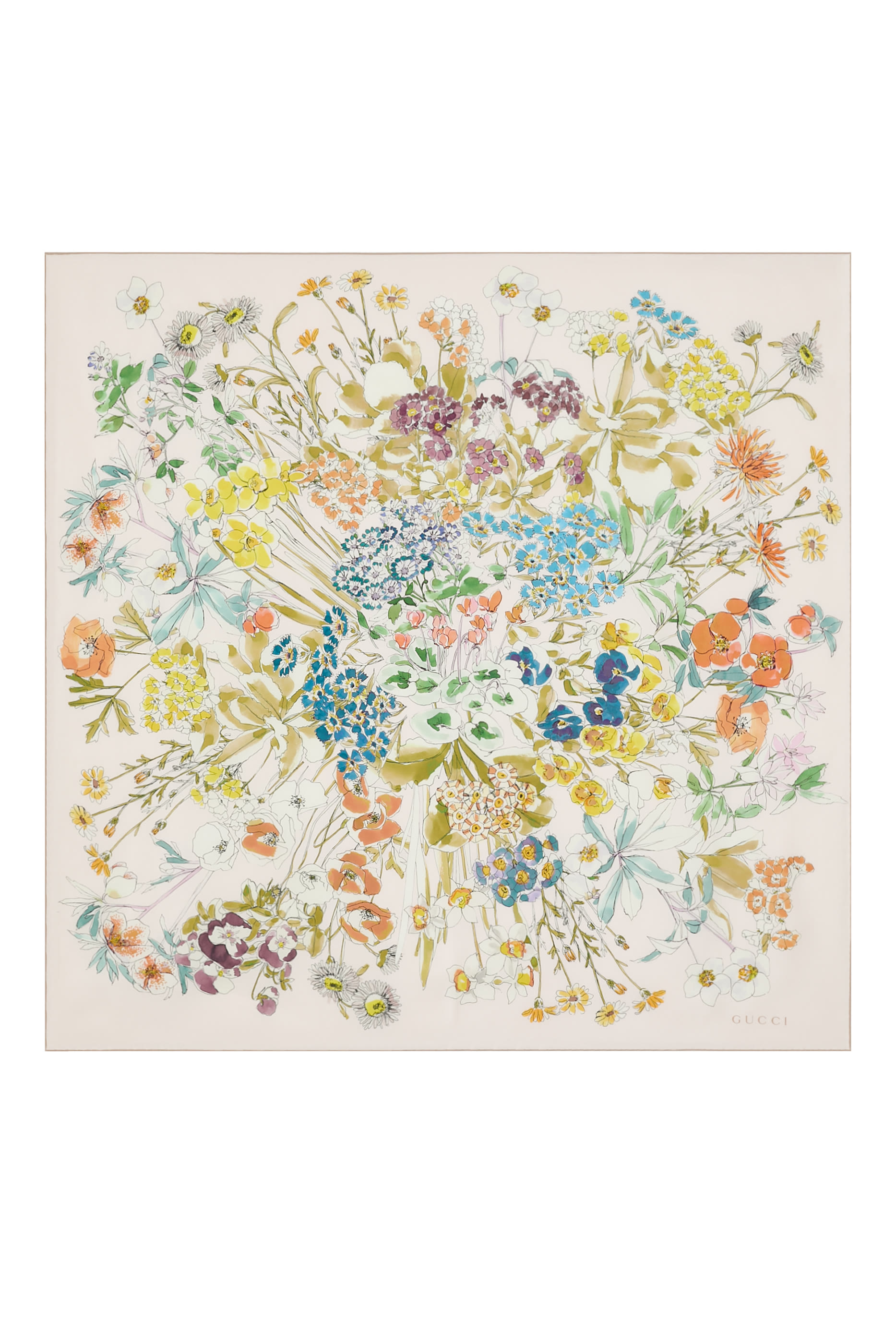 وشاح مربع بنقشة زهور تويل