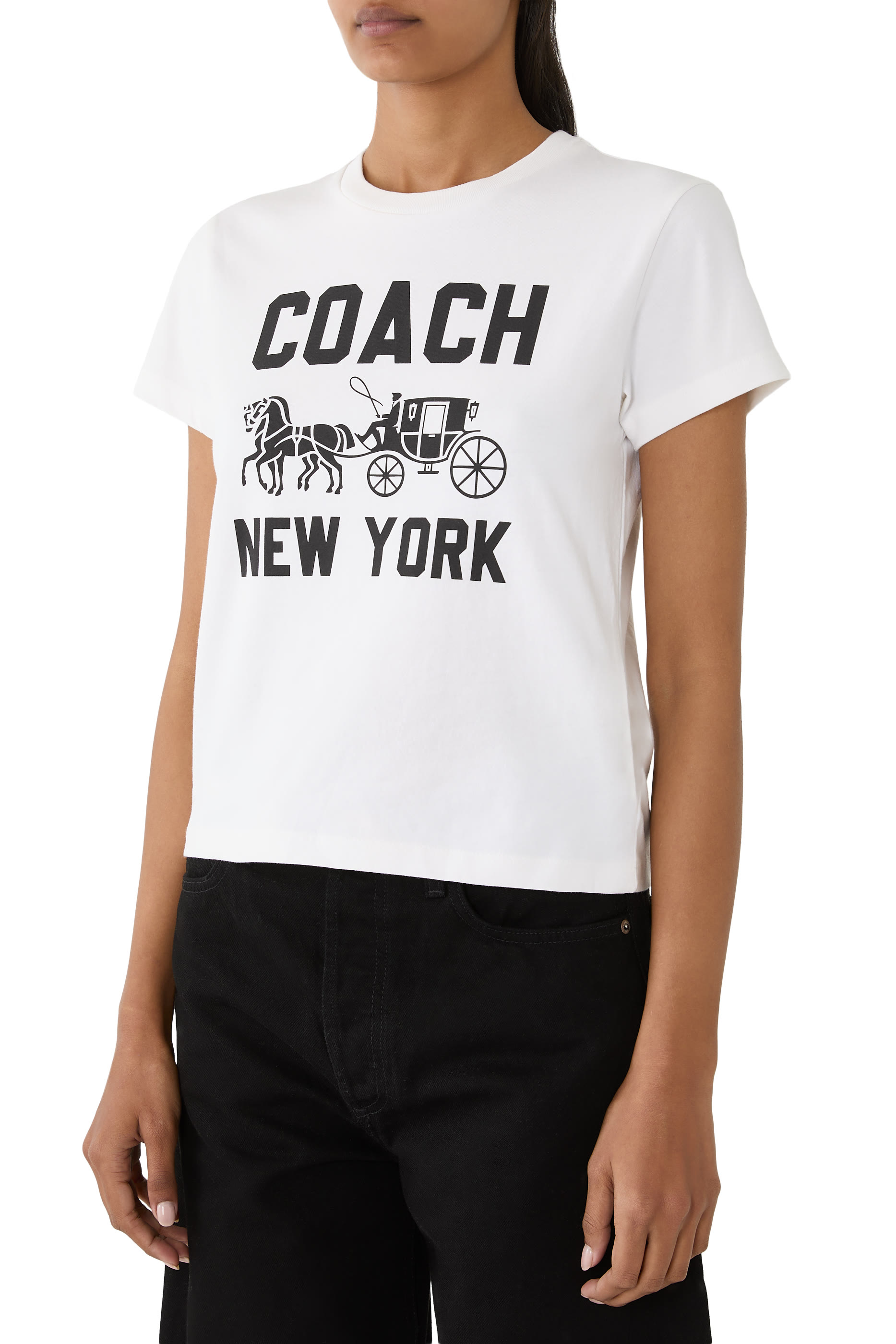 تيشيرت بطبعة العربة والحصان