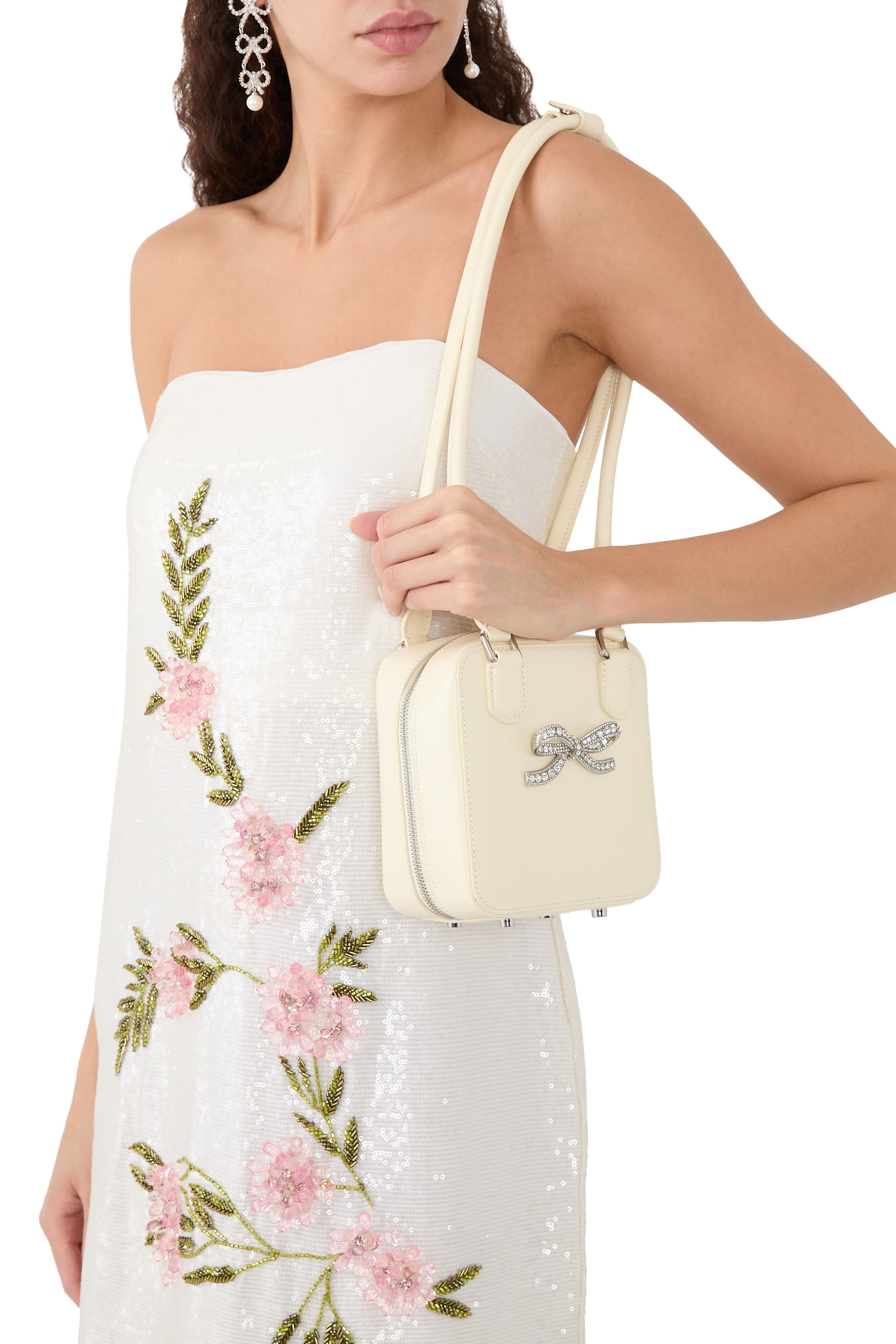 حقيبة كتف بتصميم مربع جلد