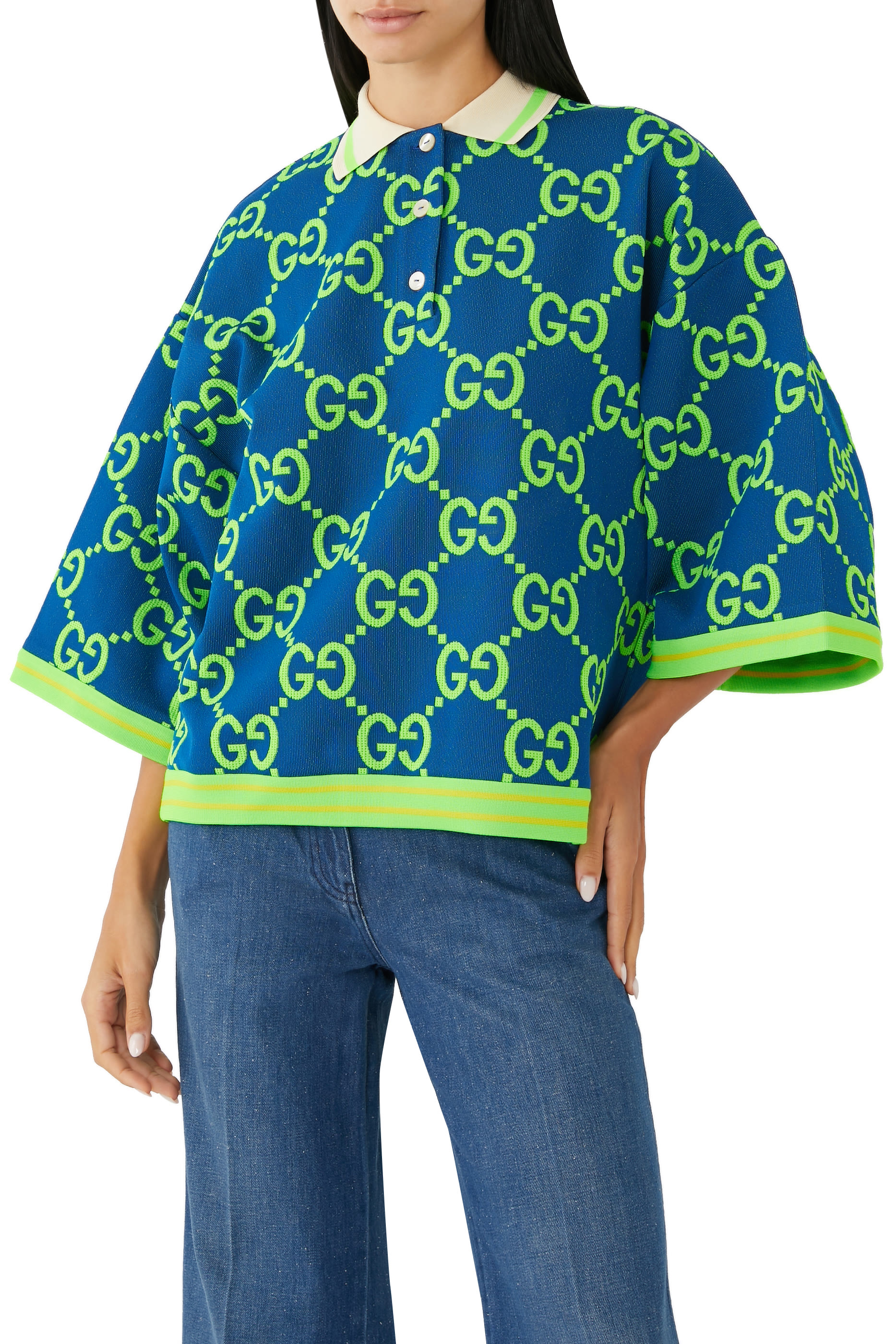 قميص بولو قصير بحرفي شعار الماركة