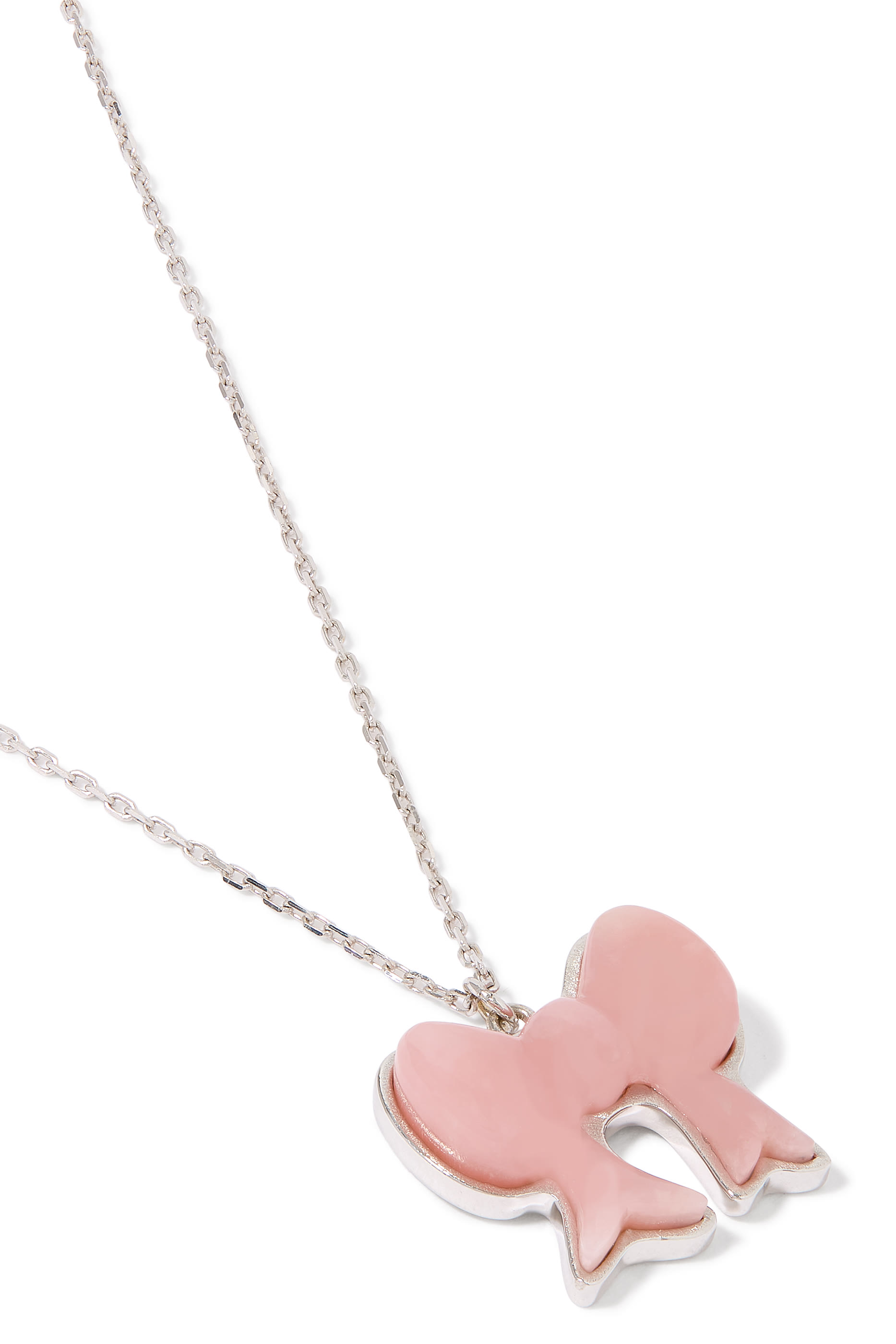 حلية بتصميم فيونكة مزينة بأحجار أوبال وردي، ذهب أبيض عيار 18