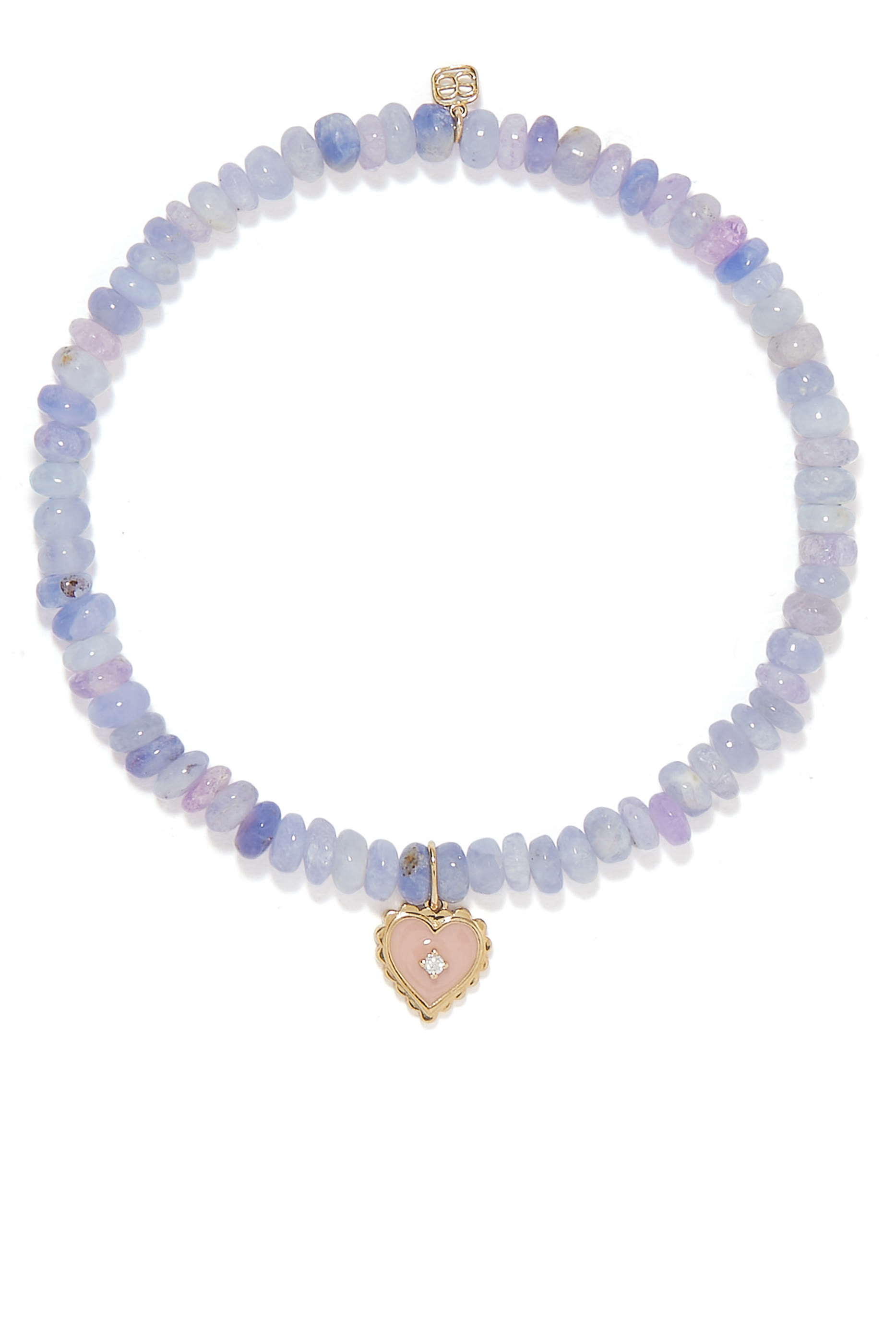 سوار مزين بالهكمنيت والماس وحلية بتصميم قلب ذهب أصفر عيار 14