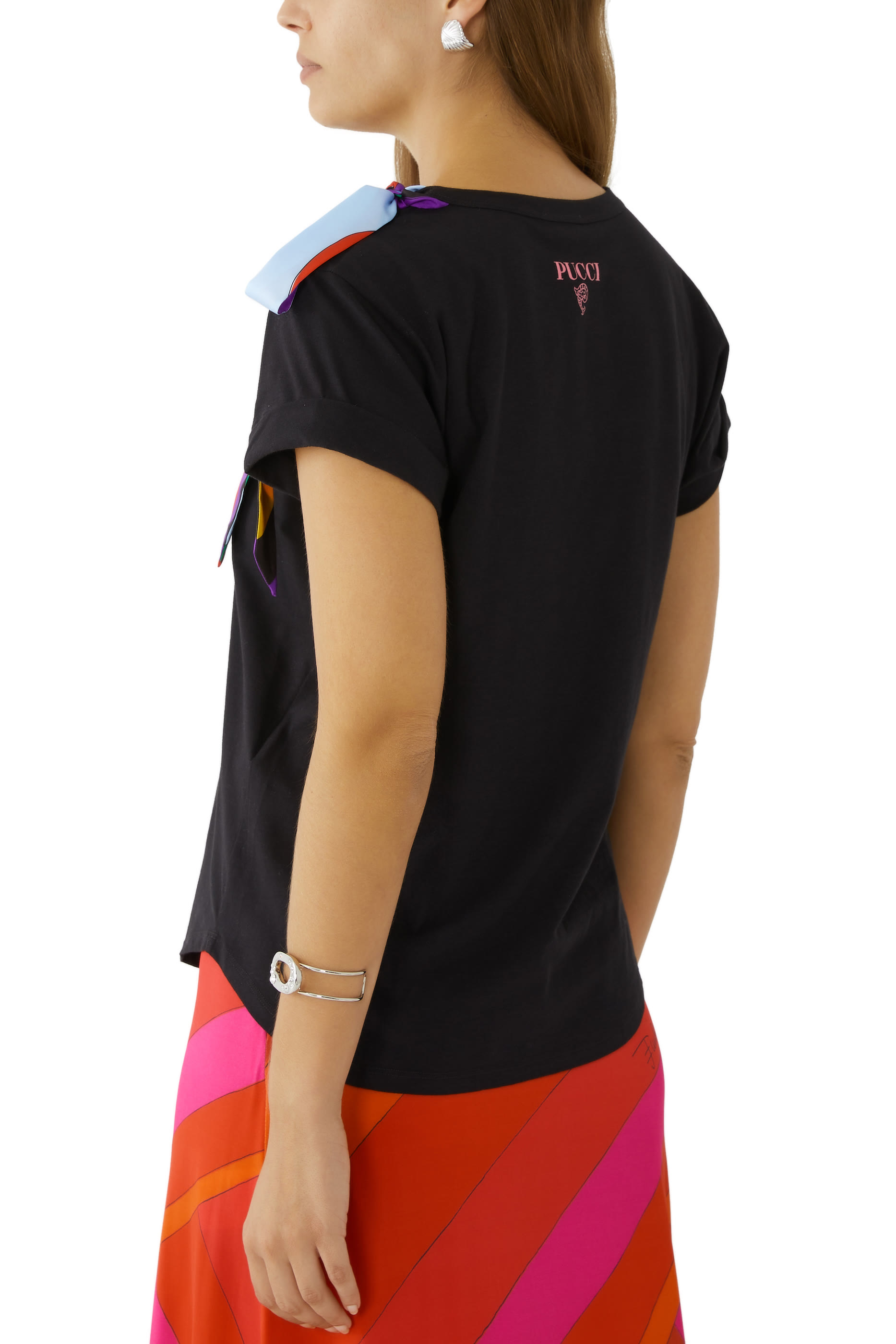 تيشيرت قطن مزينة بربطة فينوكة