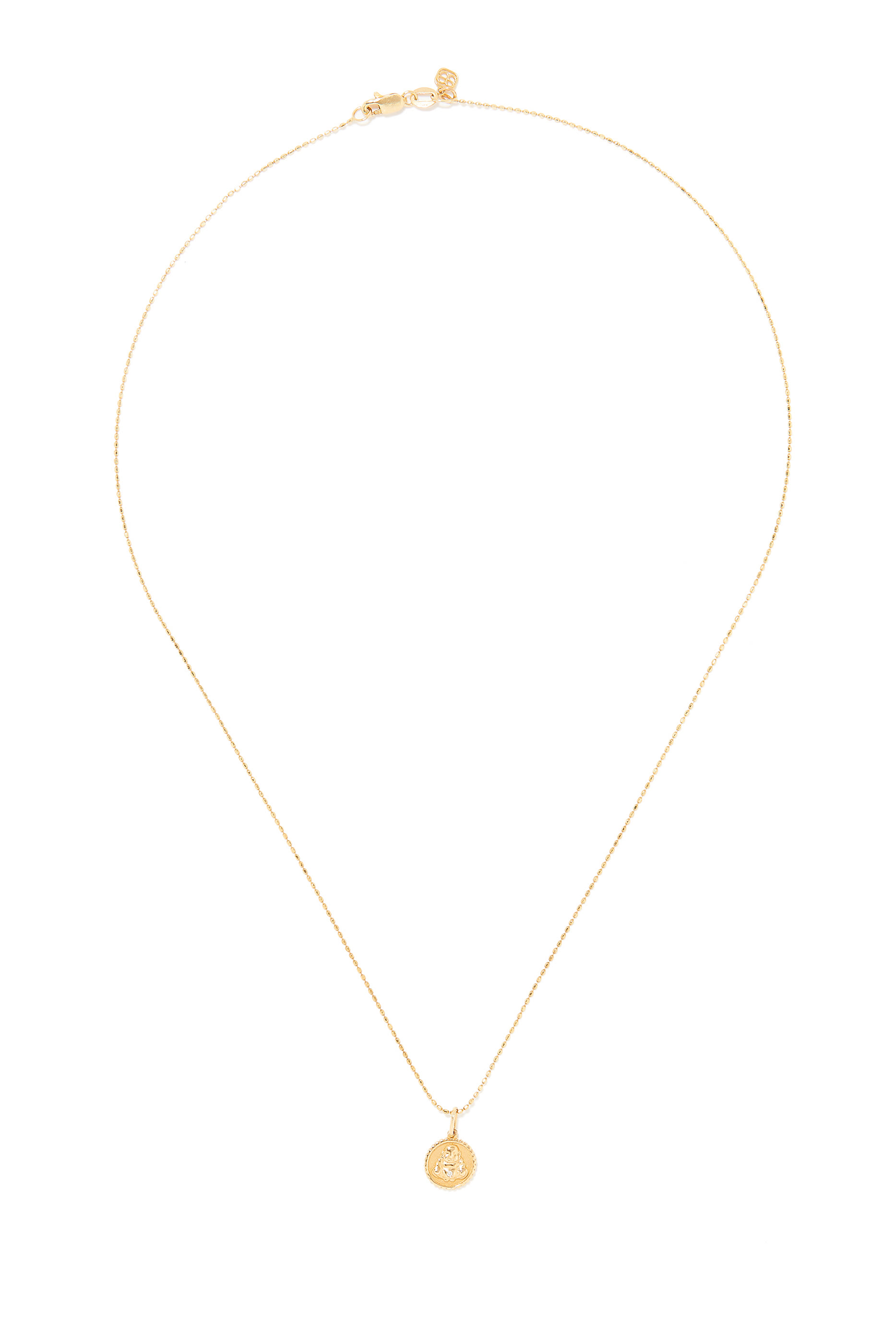 قلادة بدلاية بتصميم عملة رفيعة لبوذا جالس مرصعة بالكريستال ذهب أصفر عيار 14