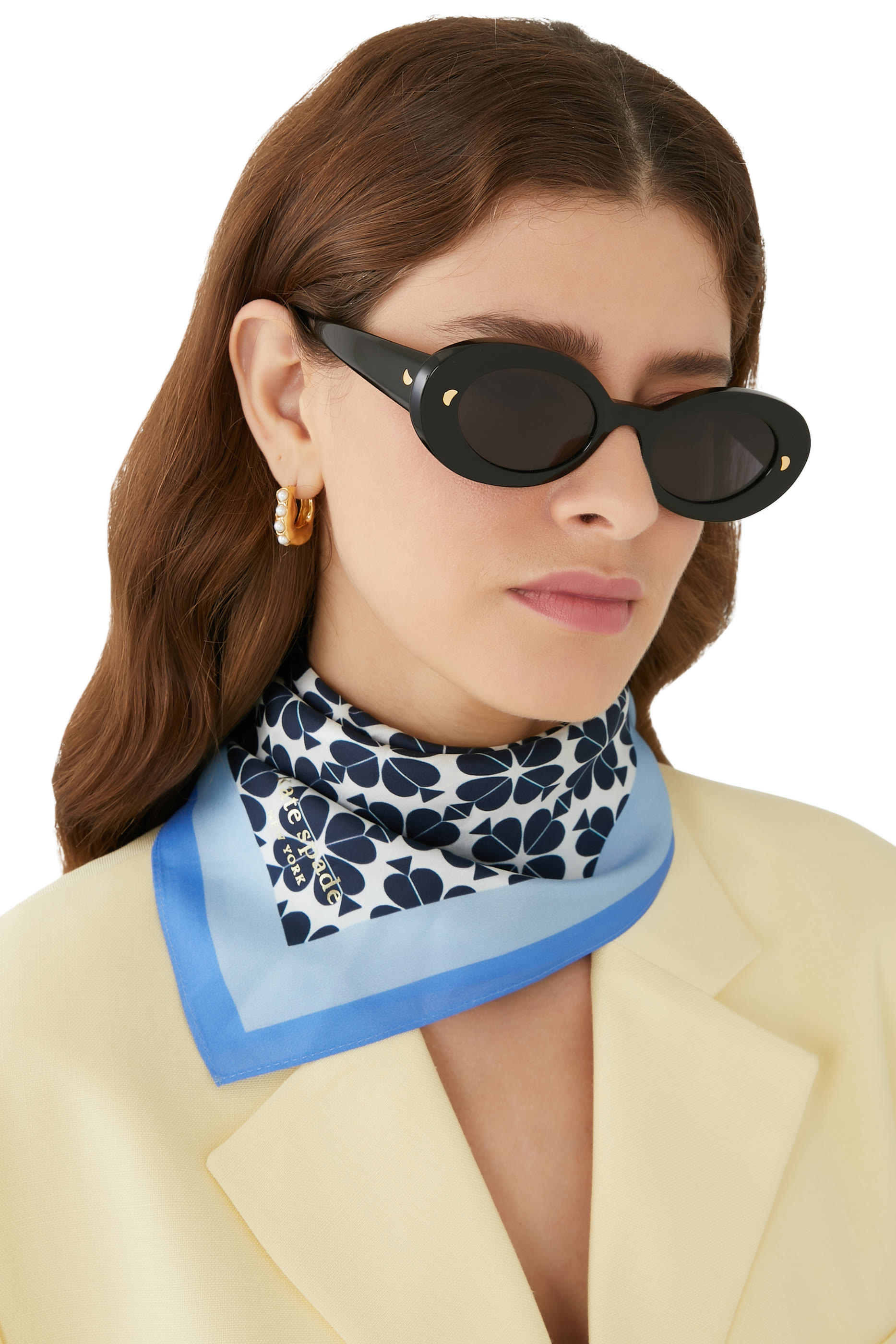 باندانا بنقشة زهور بالشكل البستوني حرير