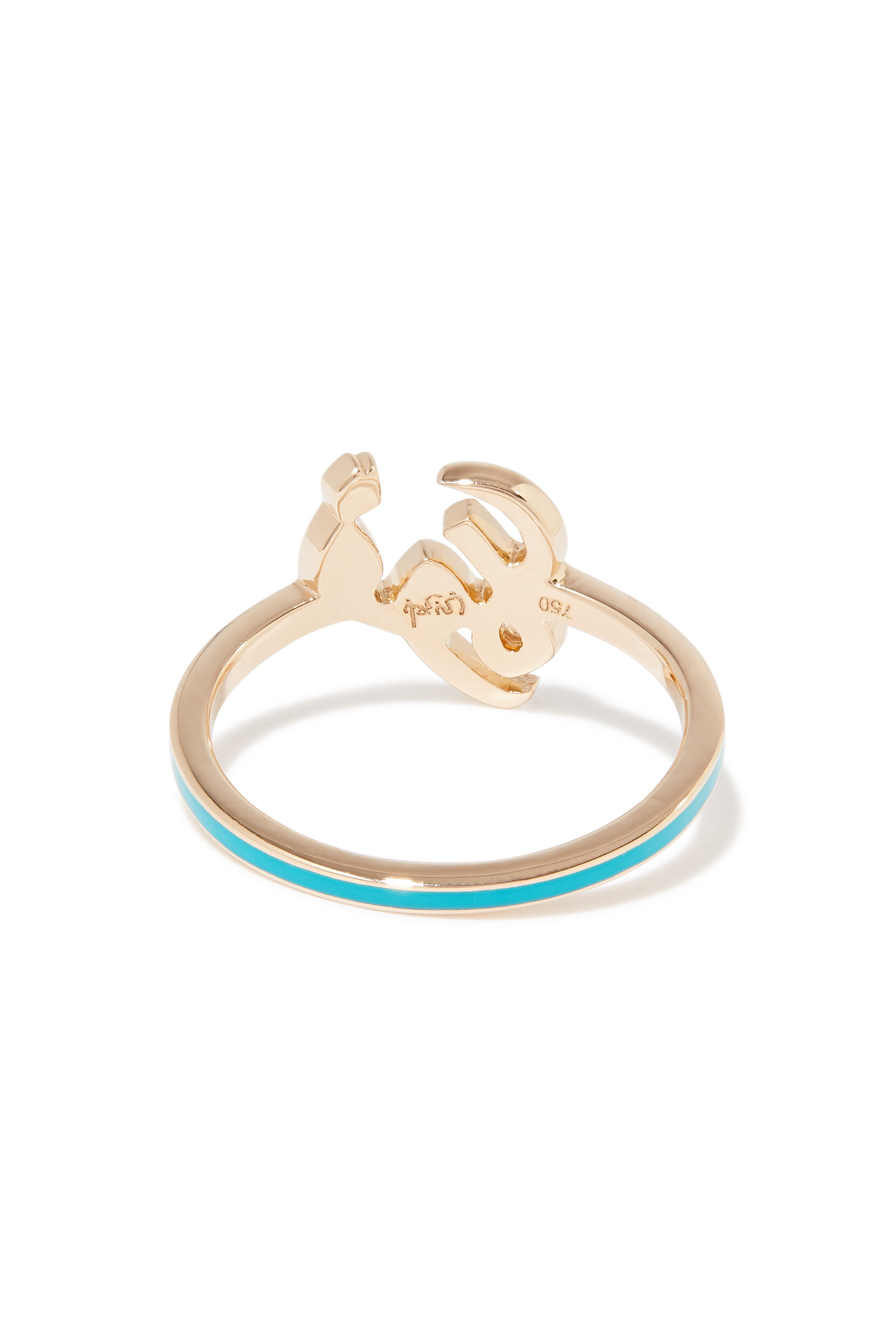 خاتم بحلية كلمة"قوة"مطلي بمينا