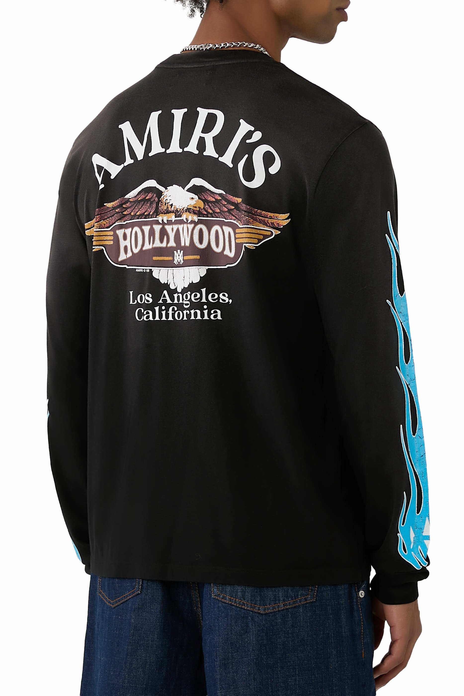 تيشيرت بطبعة لهب ونسر غرافيكية