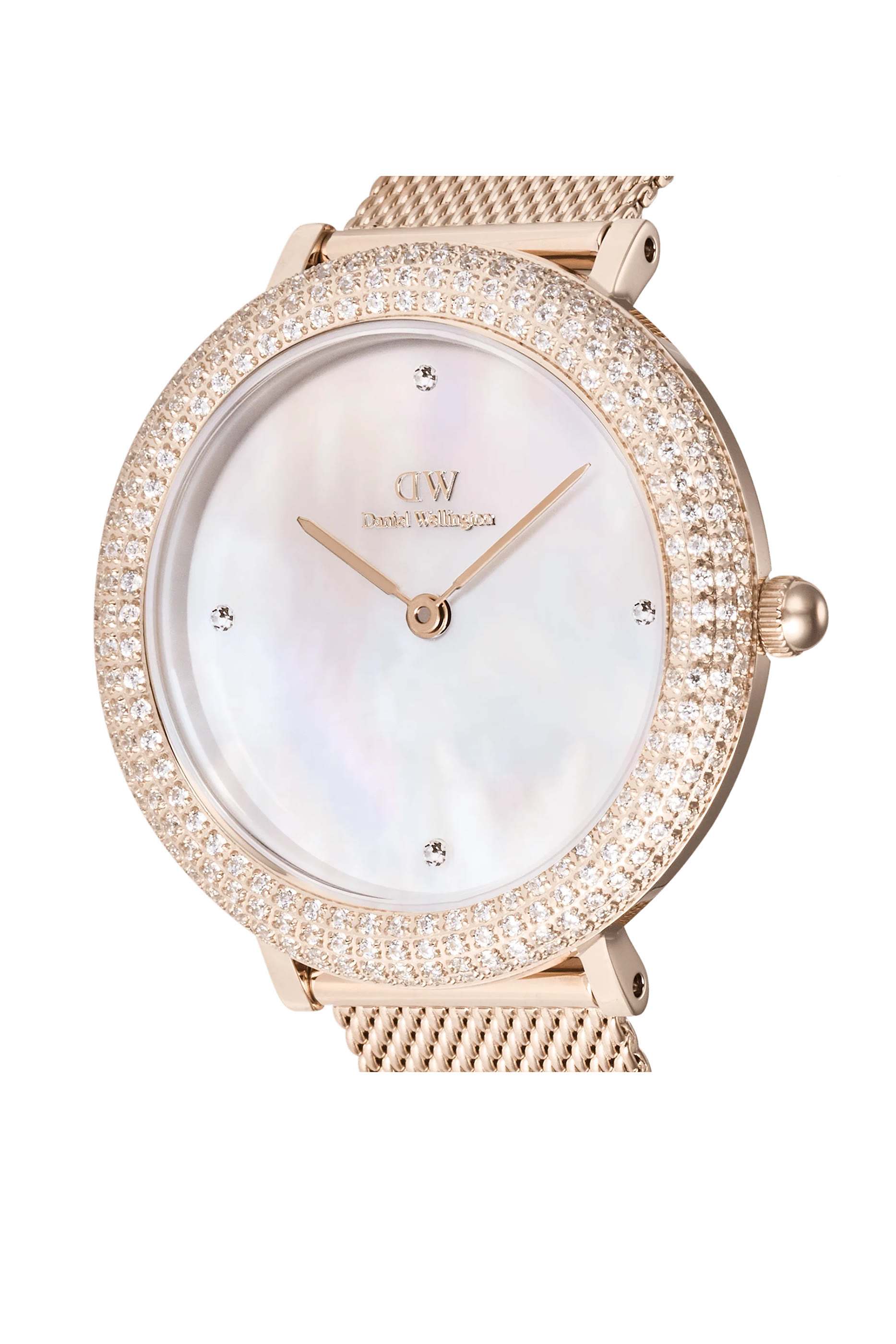 ساعة بقرص مرصع بكريستال، ستانلس ستيل