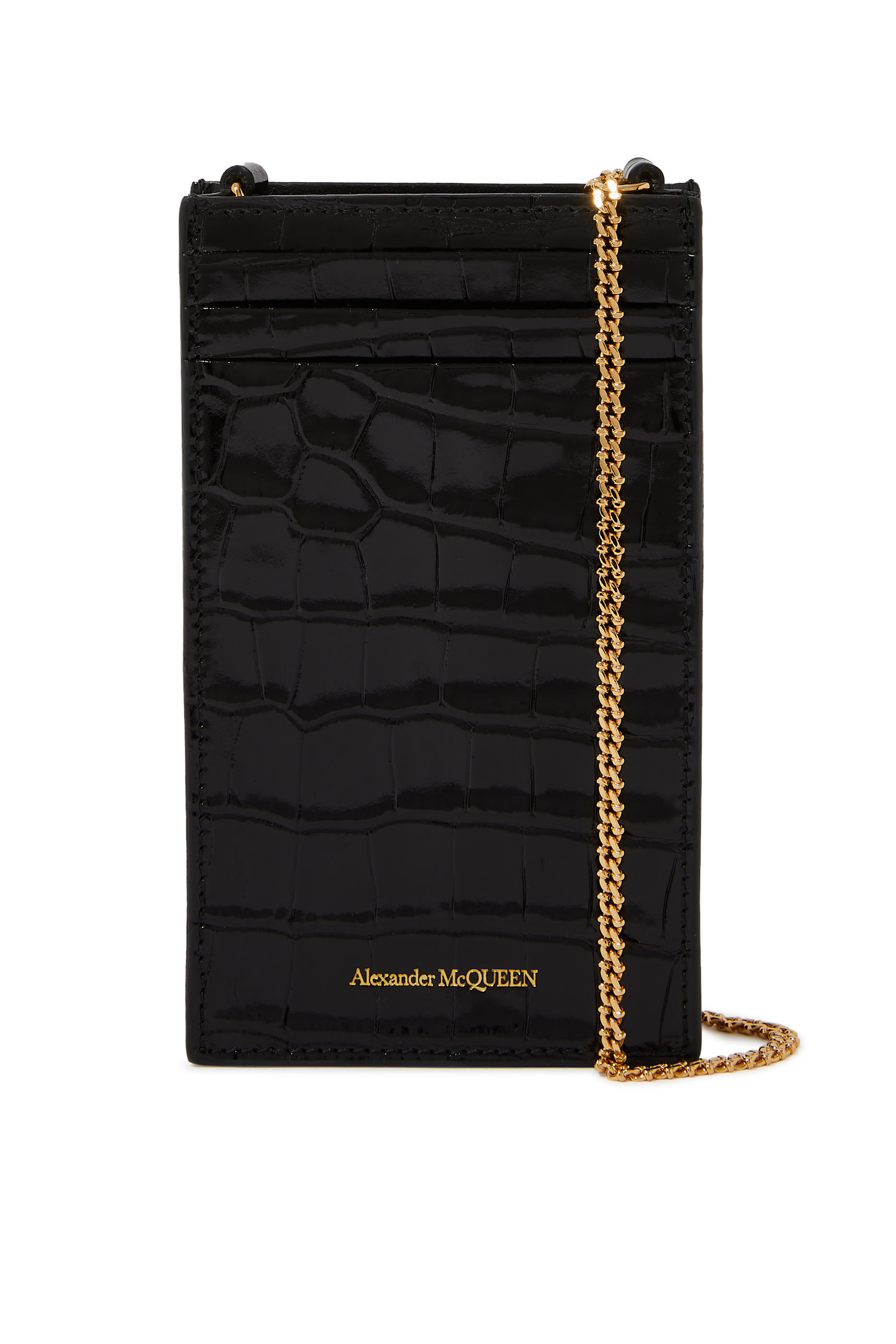 حافظة هاتف جلد بنقشة جلد التمساح وحلية بشكل جمجمة