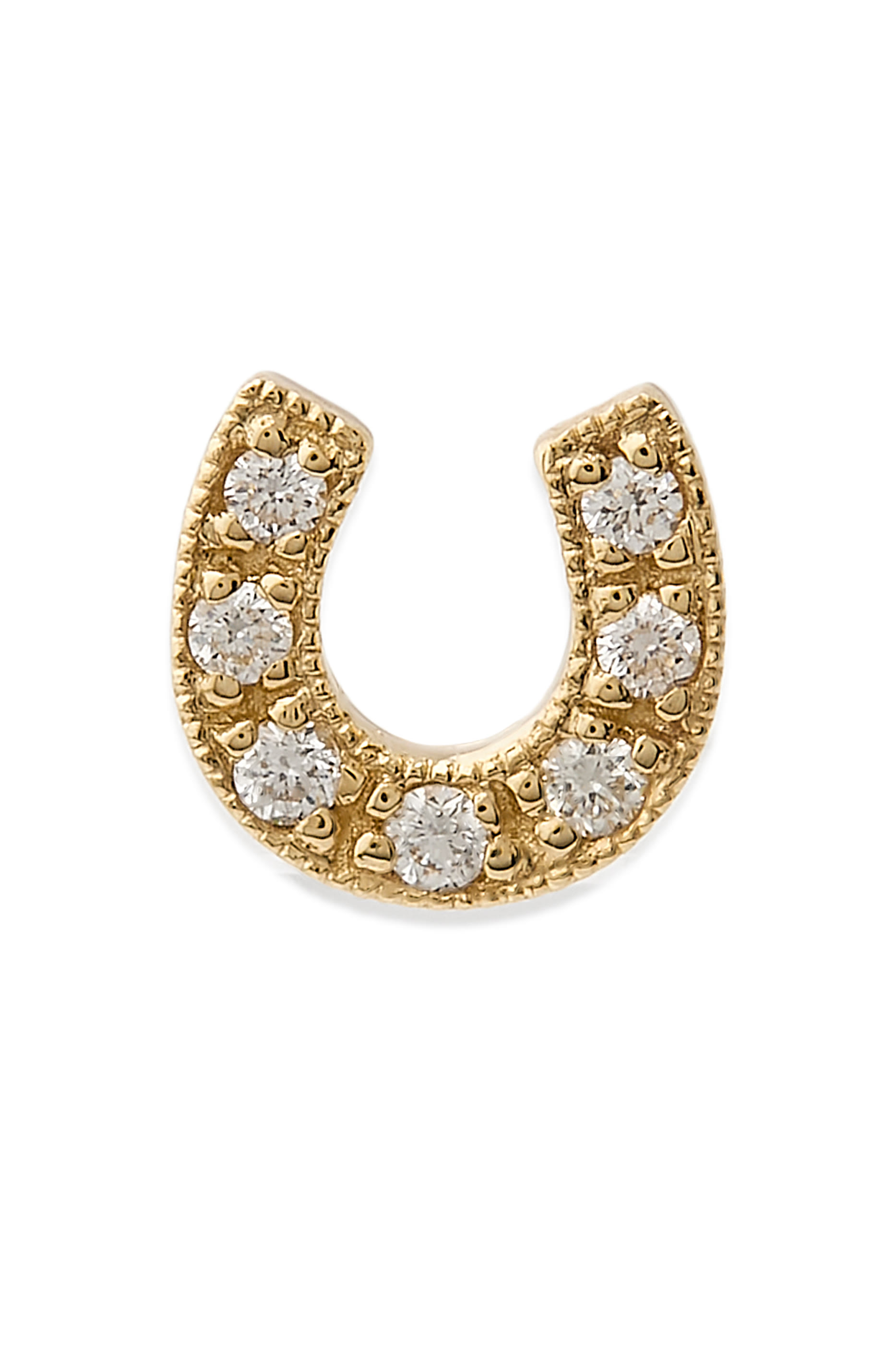 قرط بتصميم حدوة حصان مرصع بالماس، ذهب أصفر عيار 14