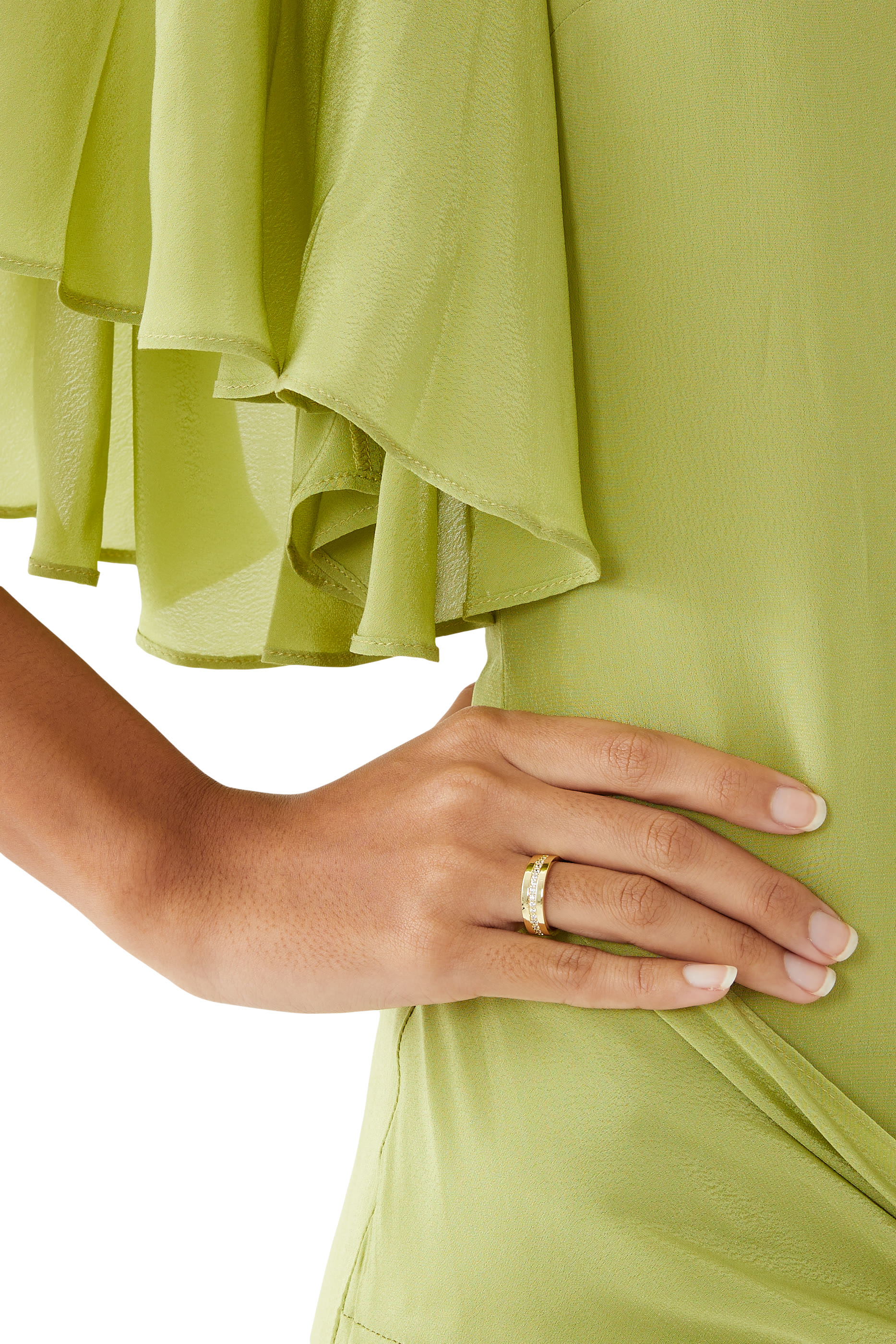 خاتم مخطط مرصع بالماس وأحجار زركونيا مكعبة، نحاس مطلي بالذهب