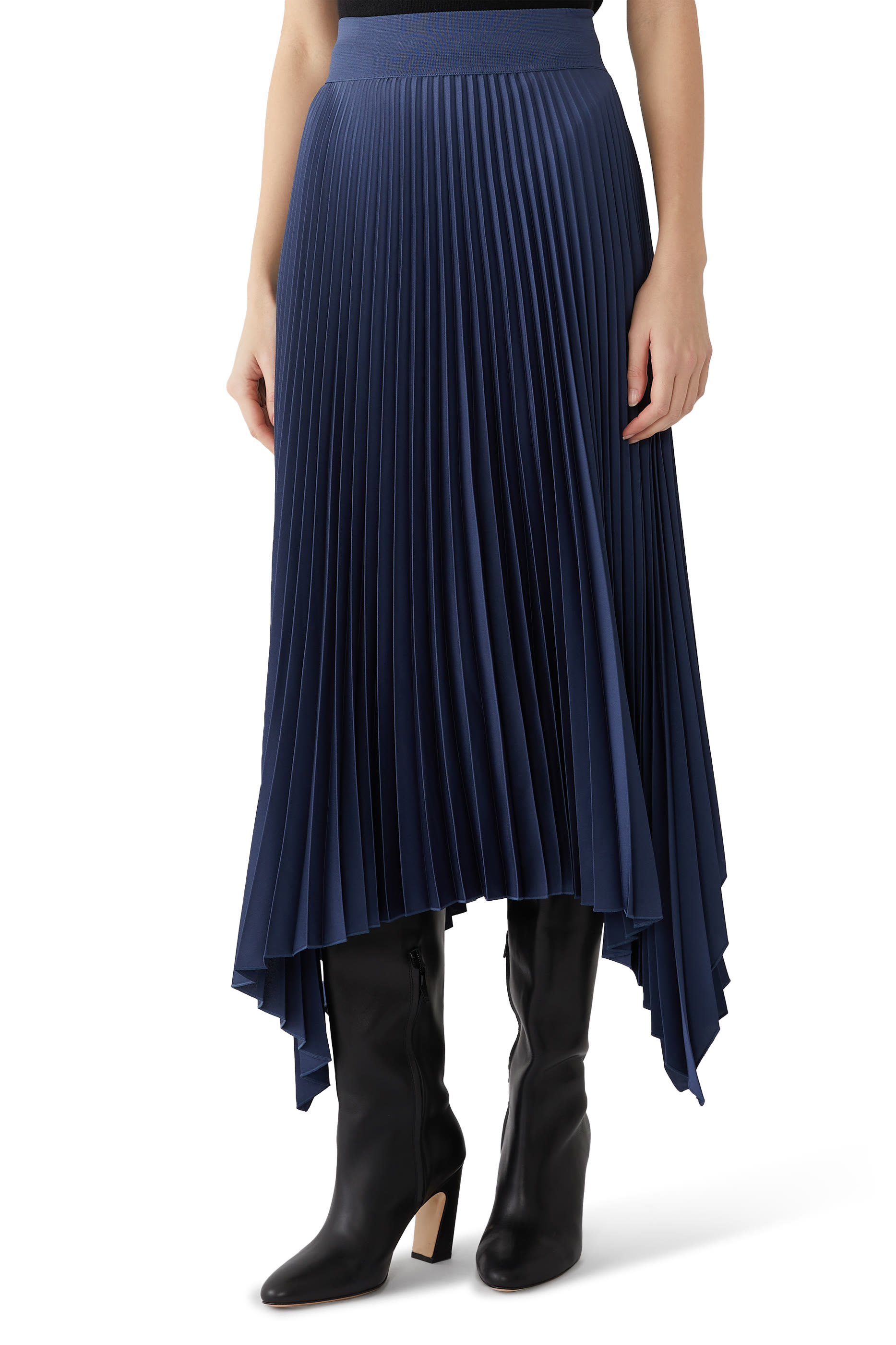 تنورة أدي بتفاصيل بليسيه  نسيج تريكو 