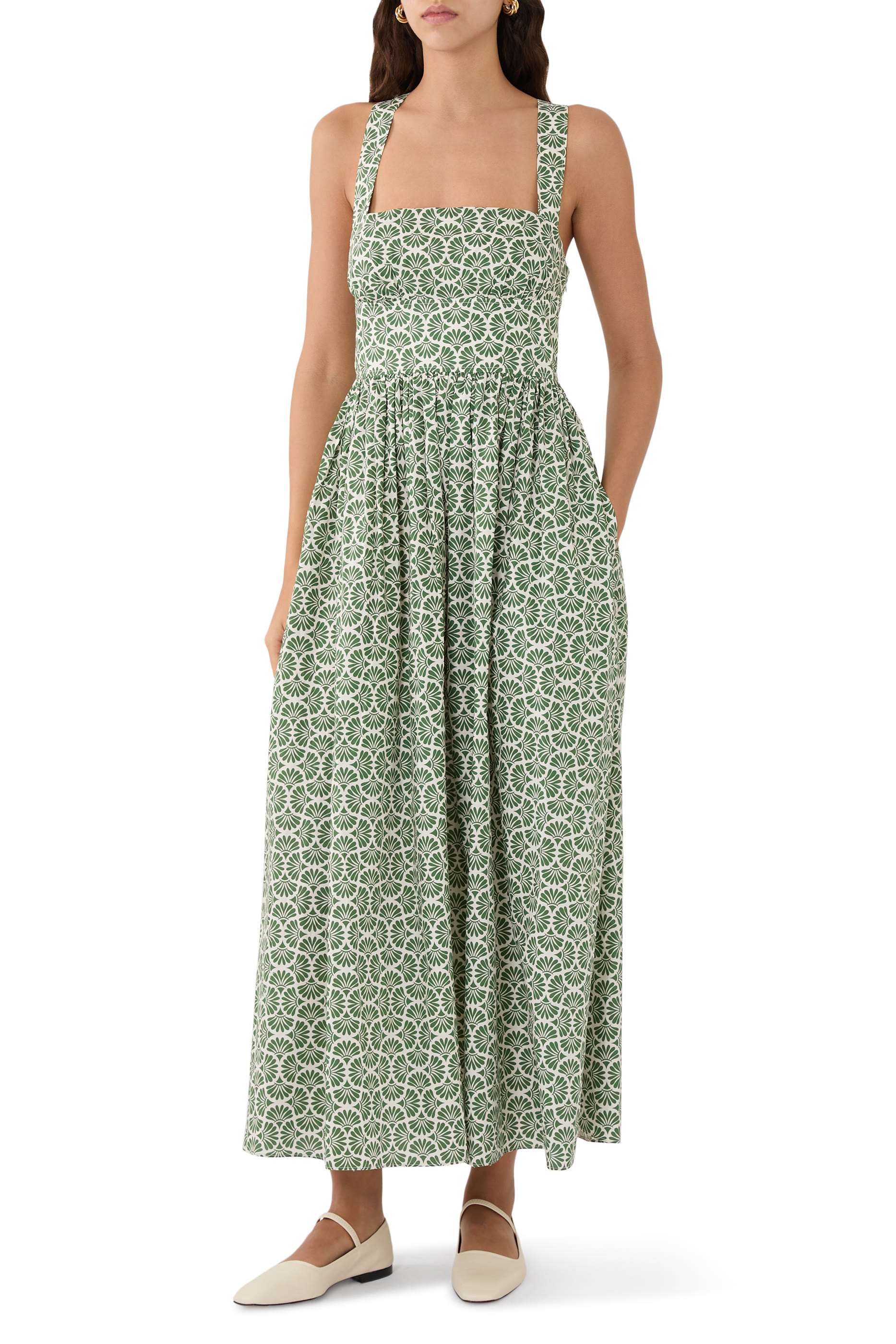 فستان متوسط الطول بأربطة متقاطعة في الخلف