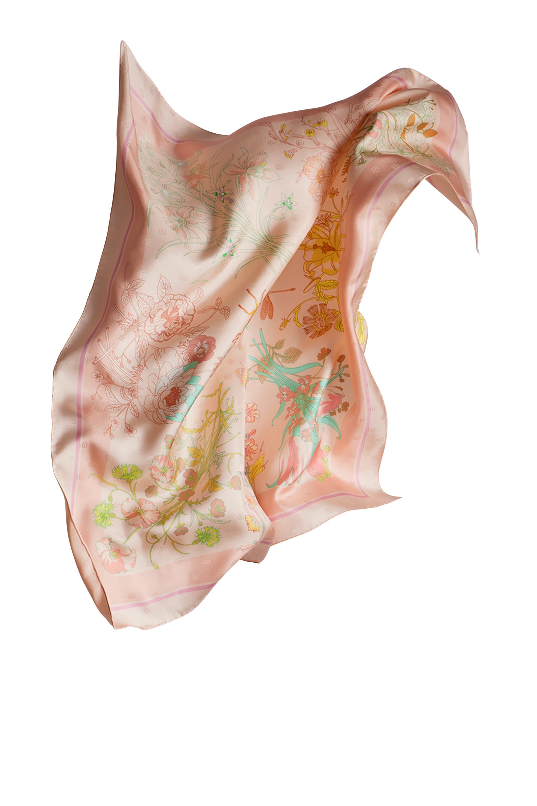 وشاح مربع بنقشة حرفي شعار الماركة حرير جاكار