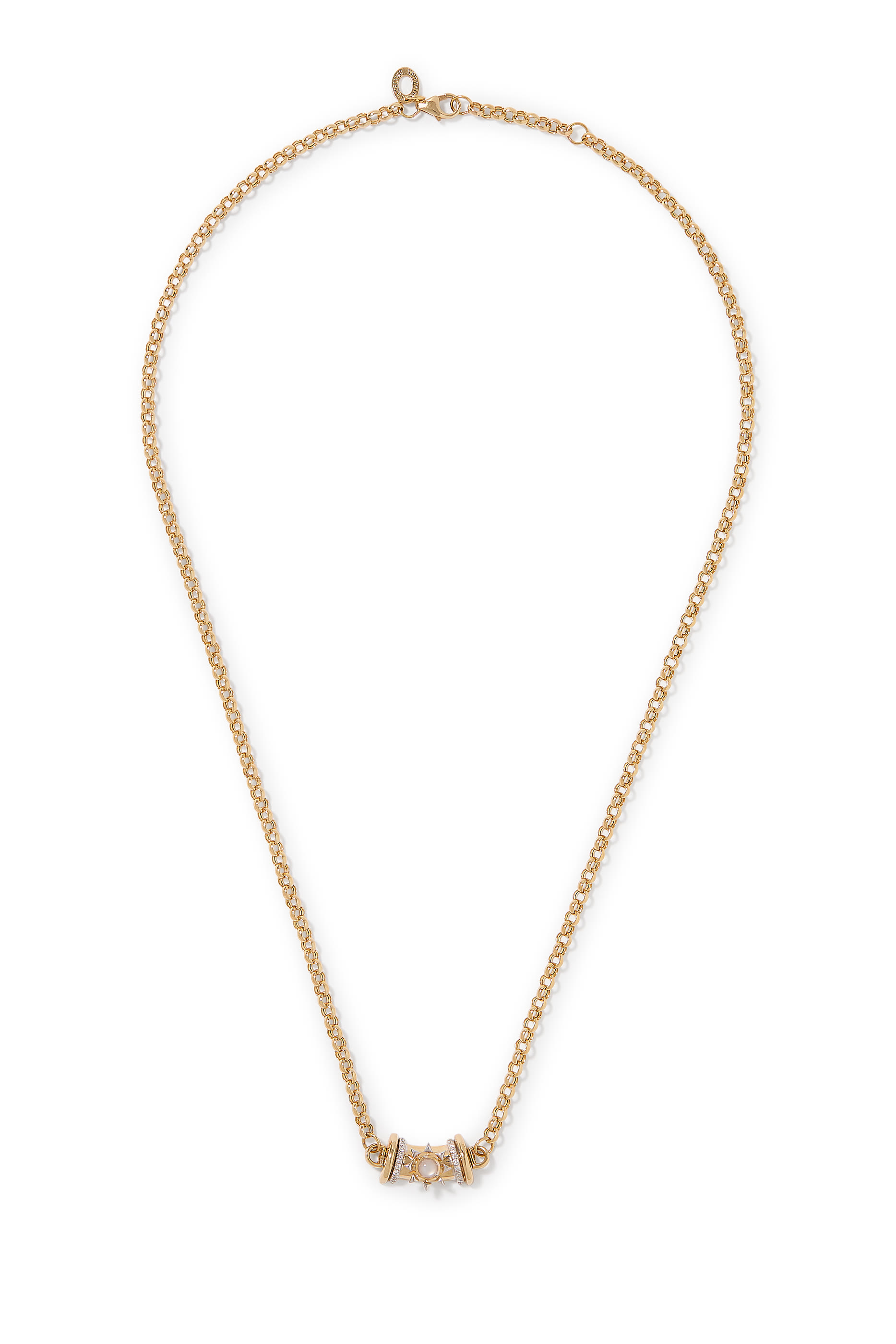 قلادة ووريور ستار مرصعة بالماس وعرق الؤلؤ، ذهب أصفر عيار 18