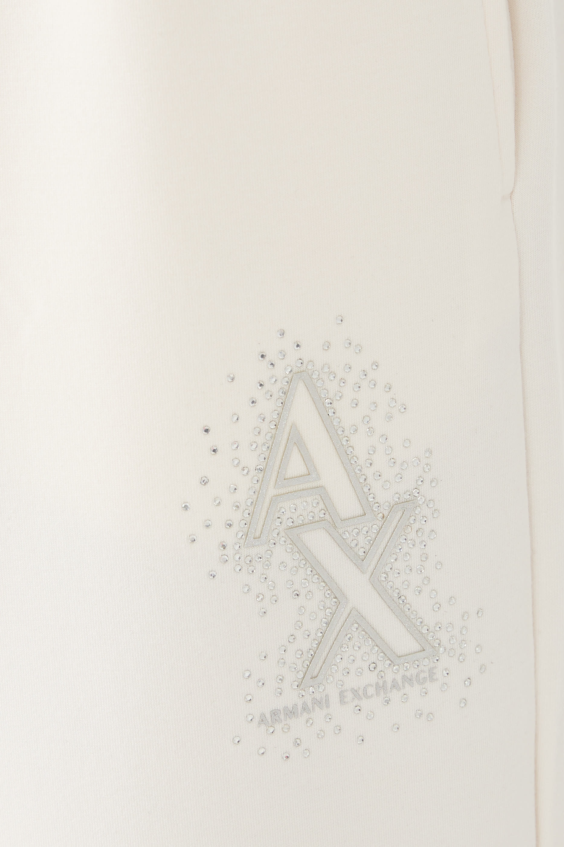 بنطال بشعار الماركة المرصع بأحجار الراين قماش متشابك