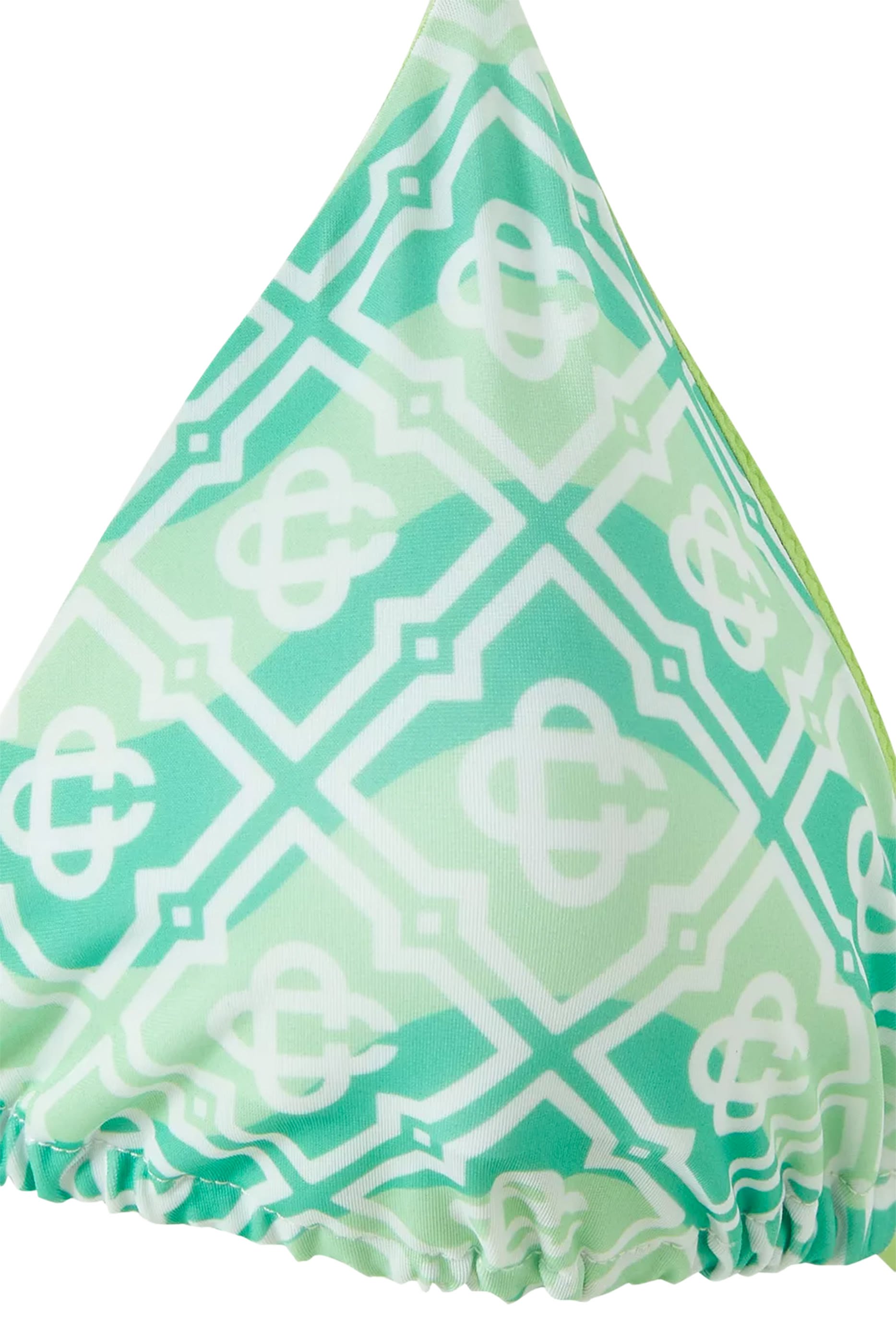 قطعة بييكيني علوية بخيوط بنقشة حروف الماركة متموجة