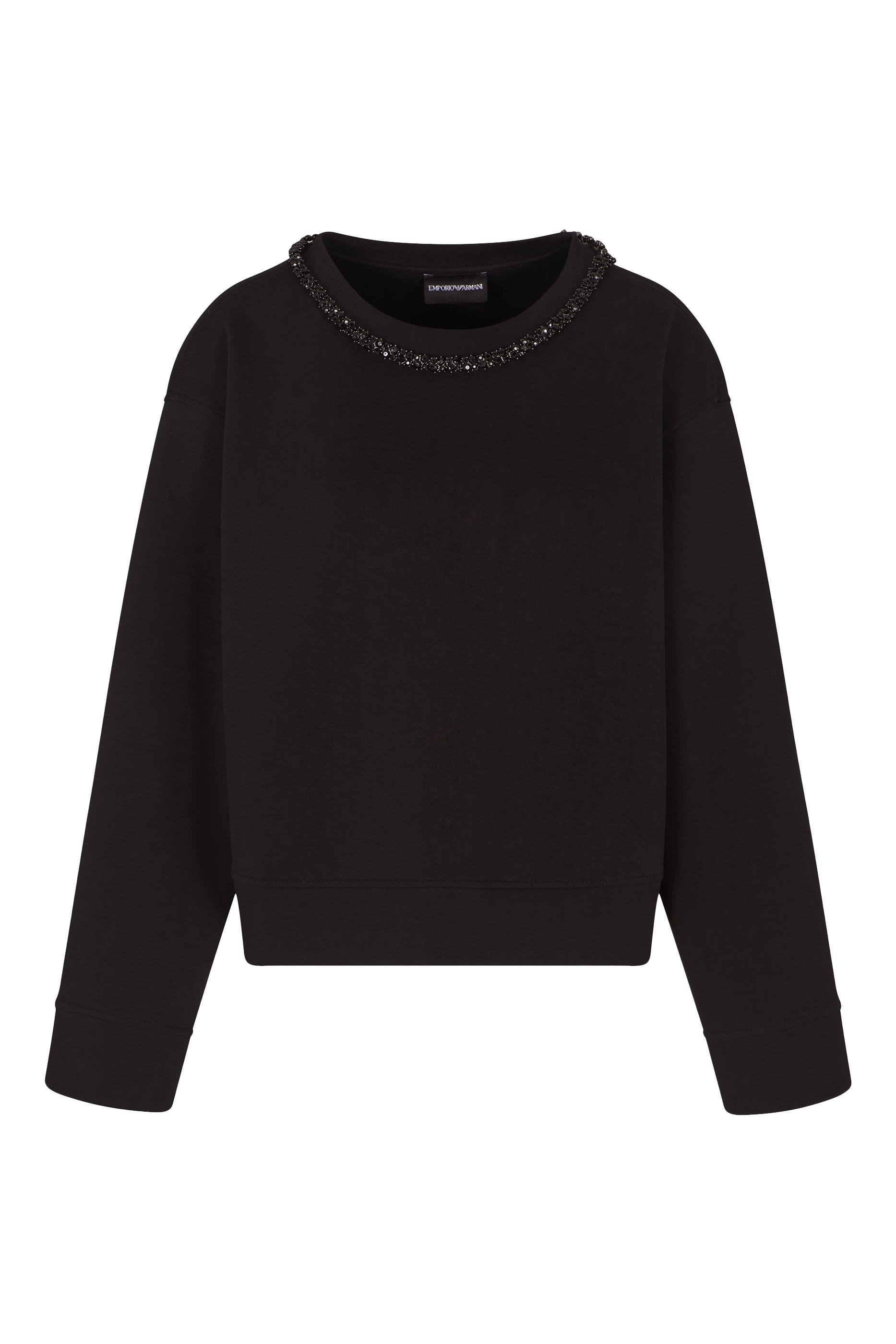  ASV Double-Jersey Crew-Neck Sweatshirt with Rhinestone Detail