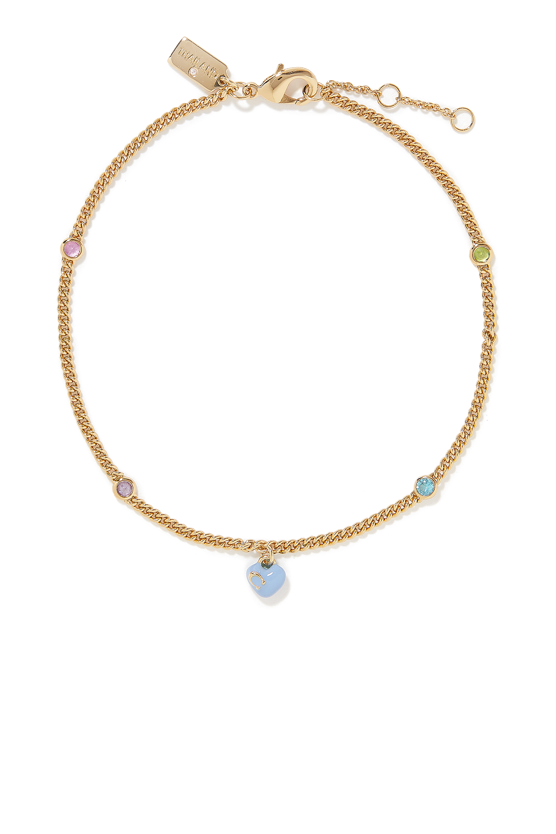 خلخال بحلية على شكل قلب وبشعار الماركة