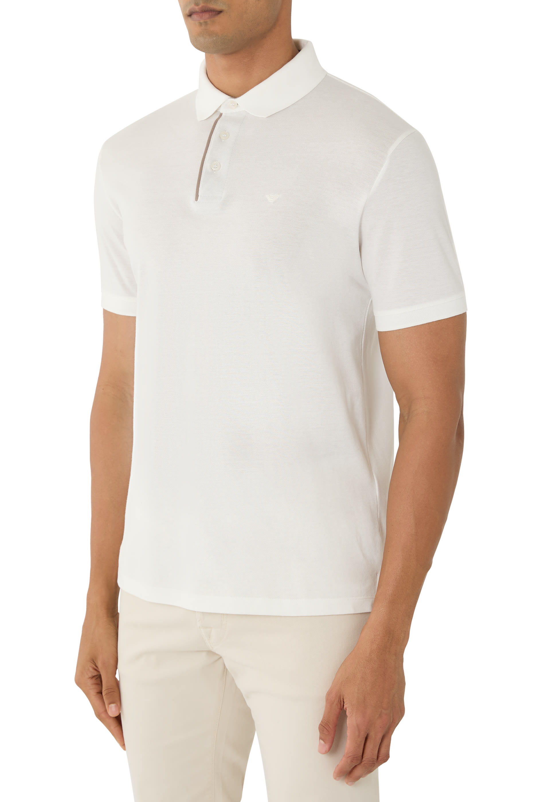 قميص بولو مطرز بشعار الماركة بحجم صغير بيكيه مطاطي