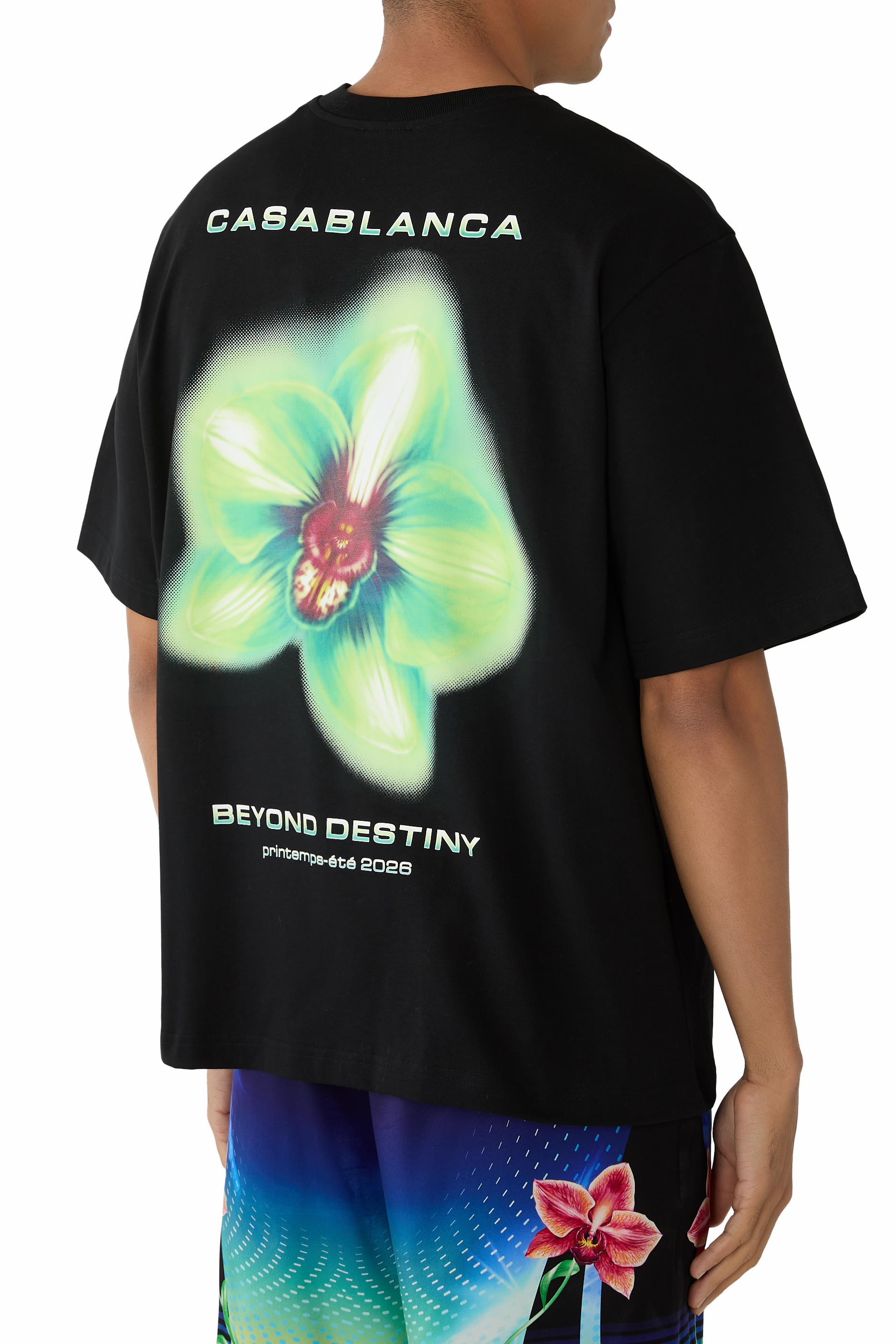 تيشيرت غليتش أوركيد بقصة فضفاضة