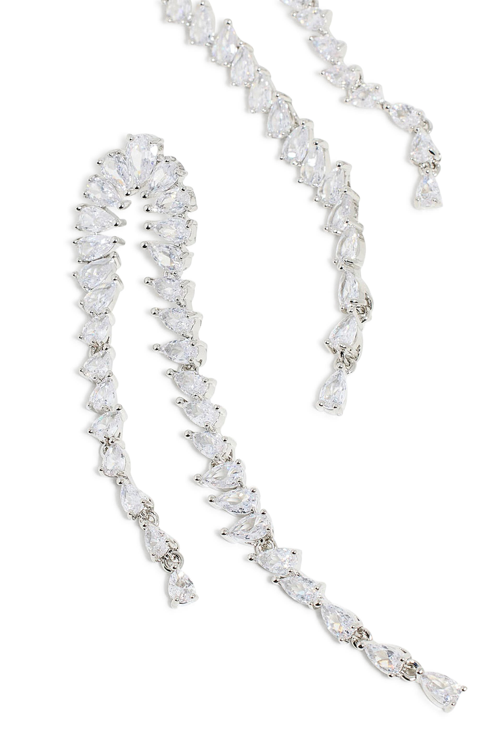 أقراط دائرية مزينة بماس متدلي بتصميم كمثرى فضة إسترلينية