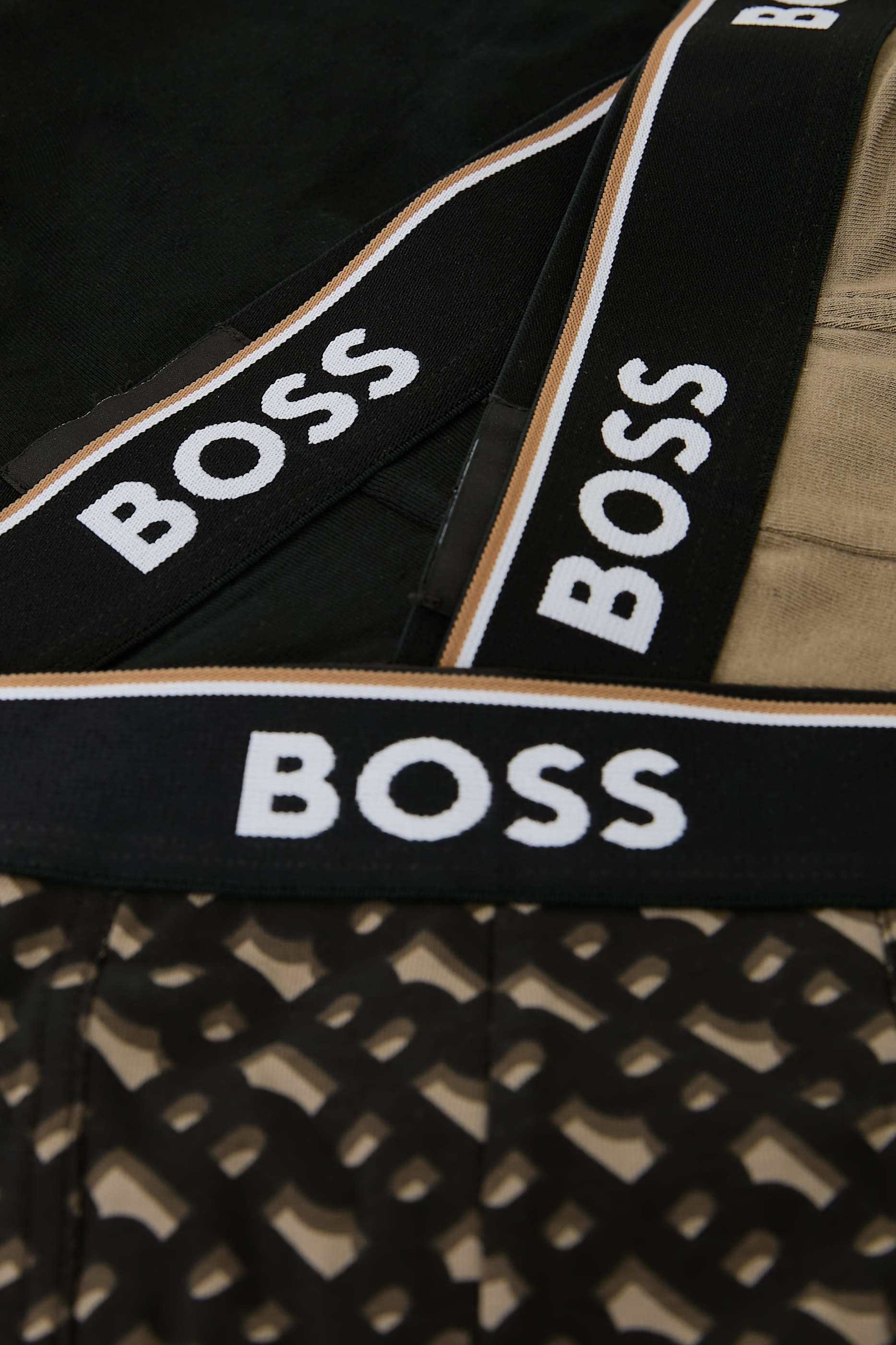 طقم سروال داخلي بخصر مطاطي بشعار الماركة قطن مطاطي