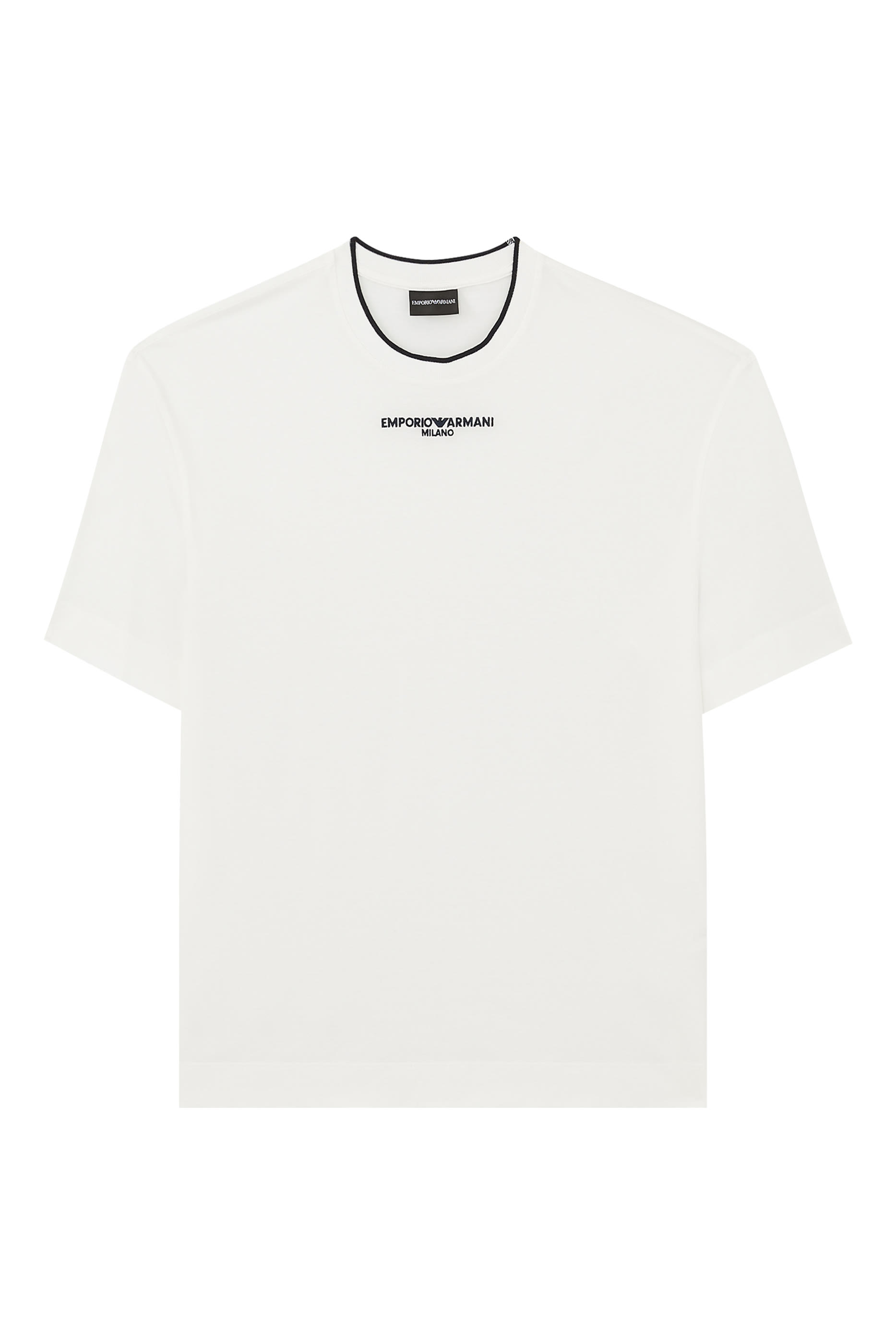 تيشيرت بياقة ضيقة بشعار الماركة