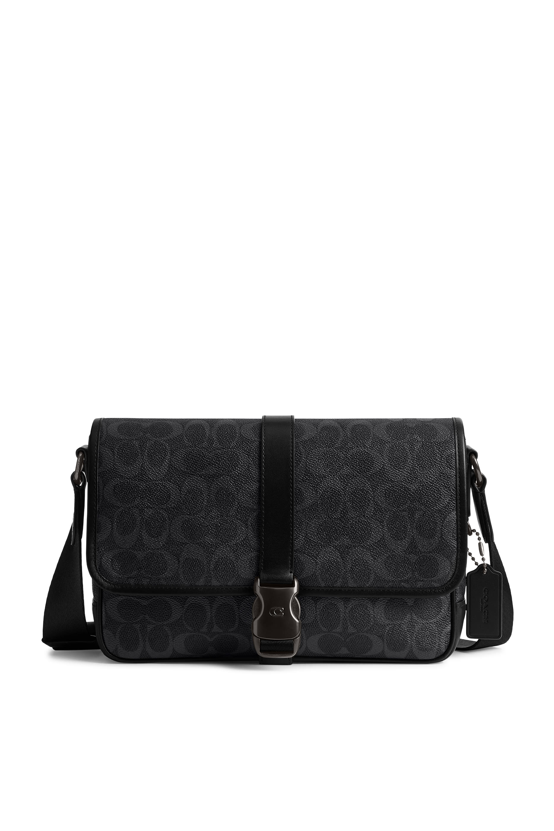 حقيبة مسنجر ليغ قماش قنب بشعار الماركة