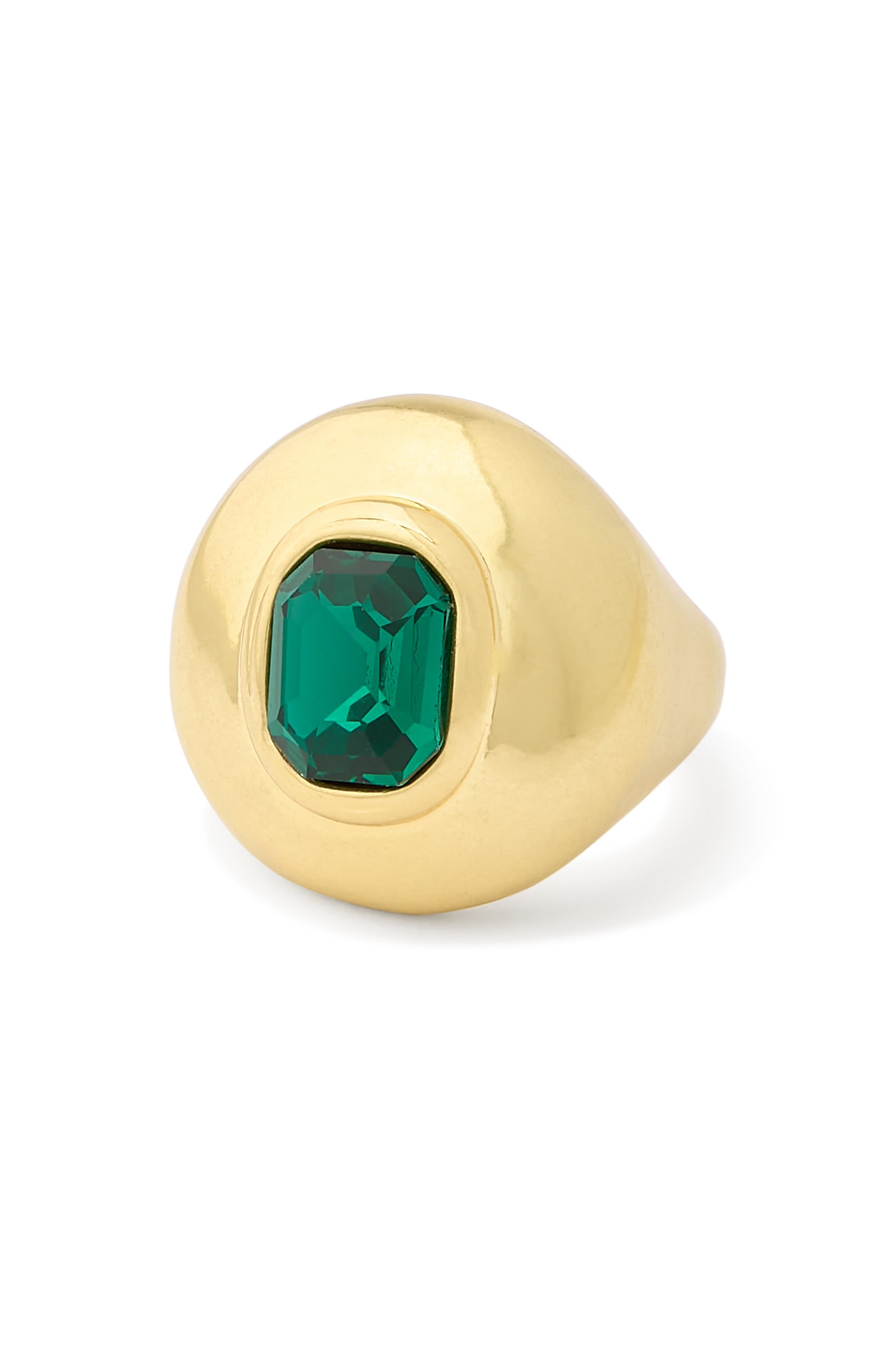 خاتم بتصميم مقبب مزين بحجر بلون زمردي