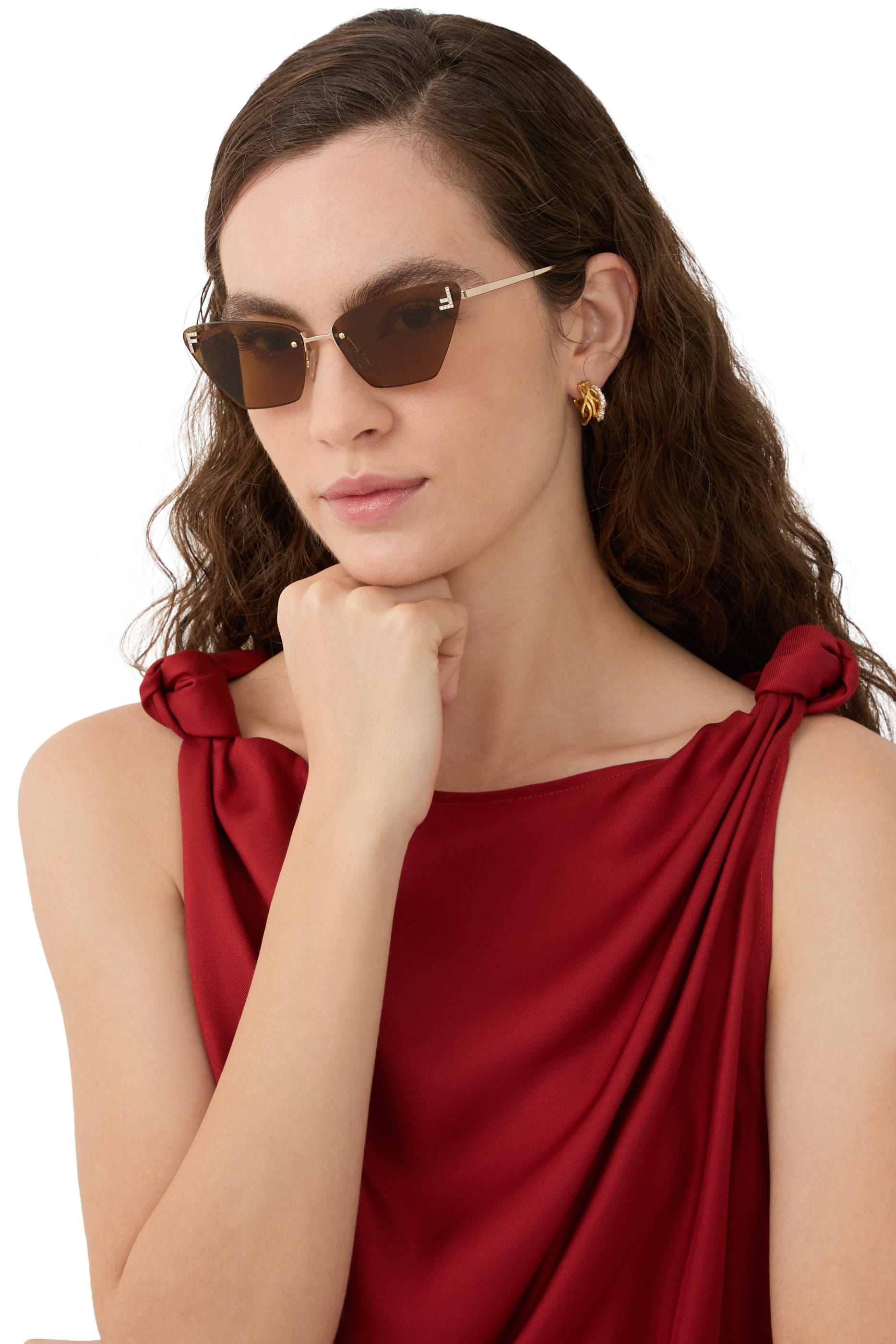 نظارة شمسية فيرست بتصميم عين قطة مرصعة بالكريستال