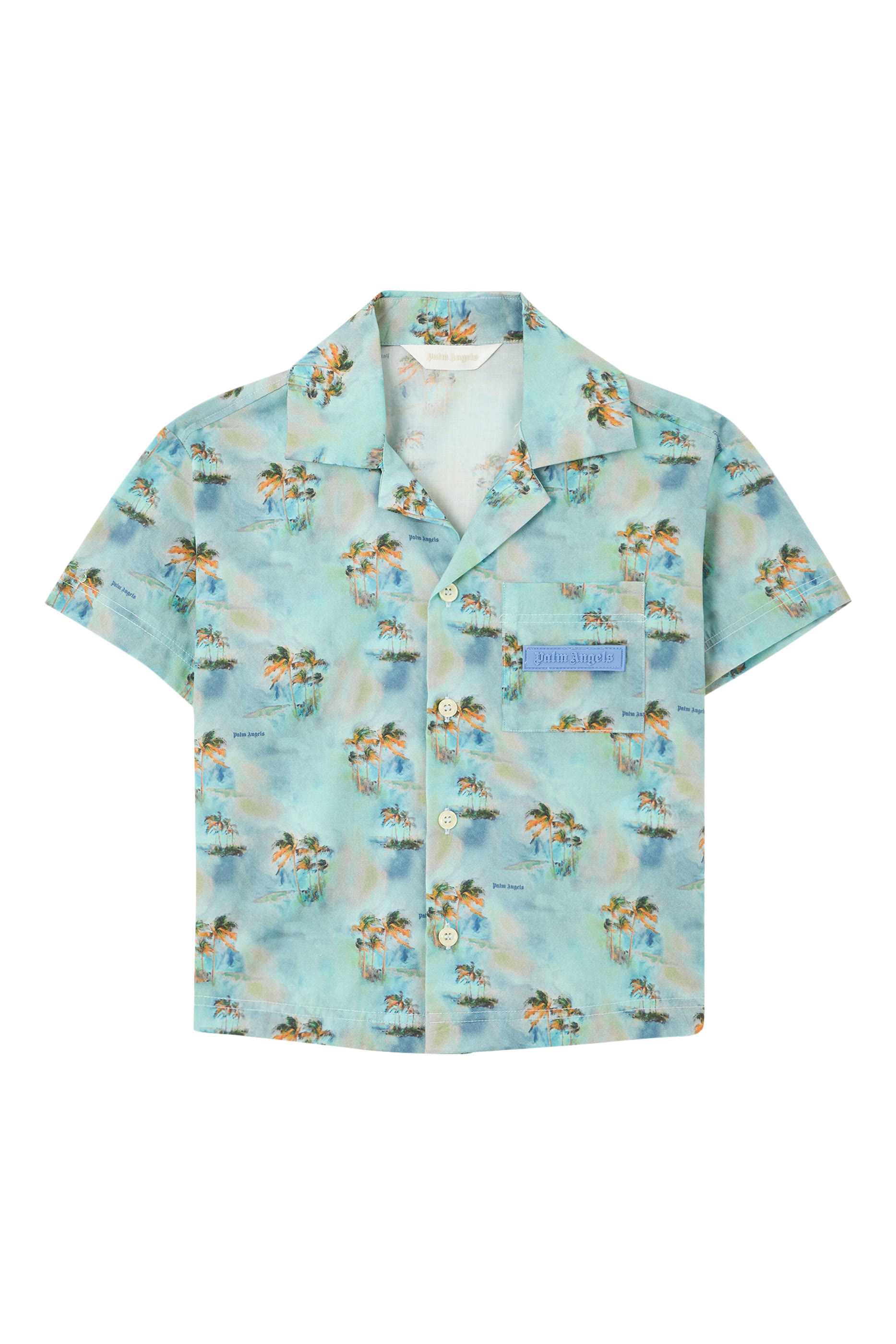 قميص بولينغ أي أو بي بنقشة نخيل للأطفال