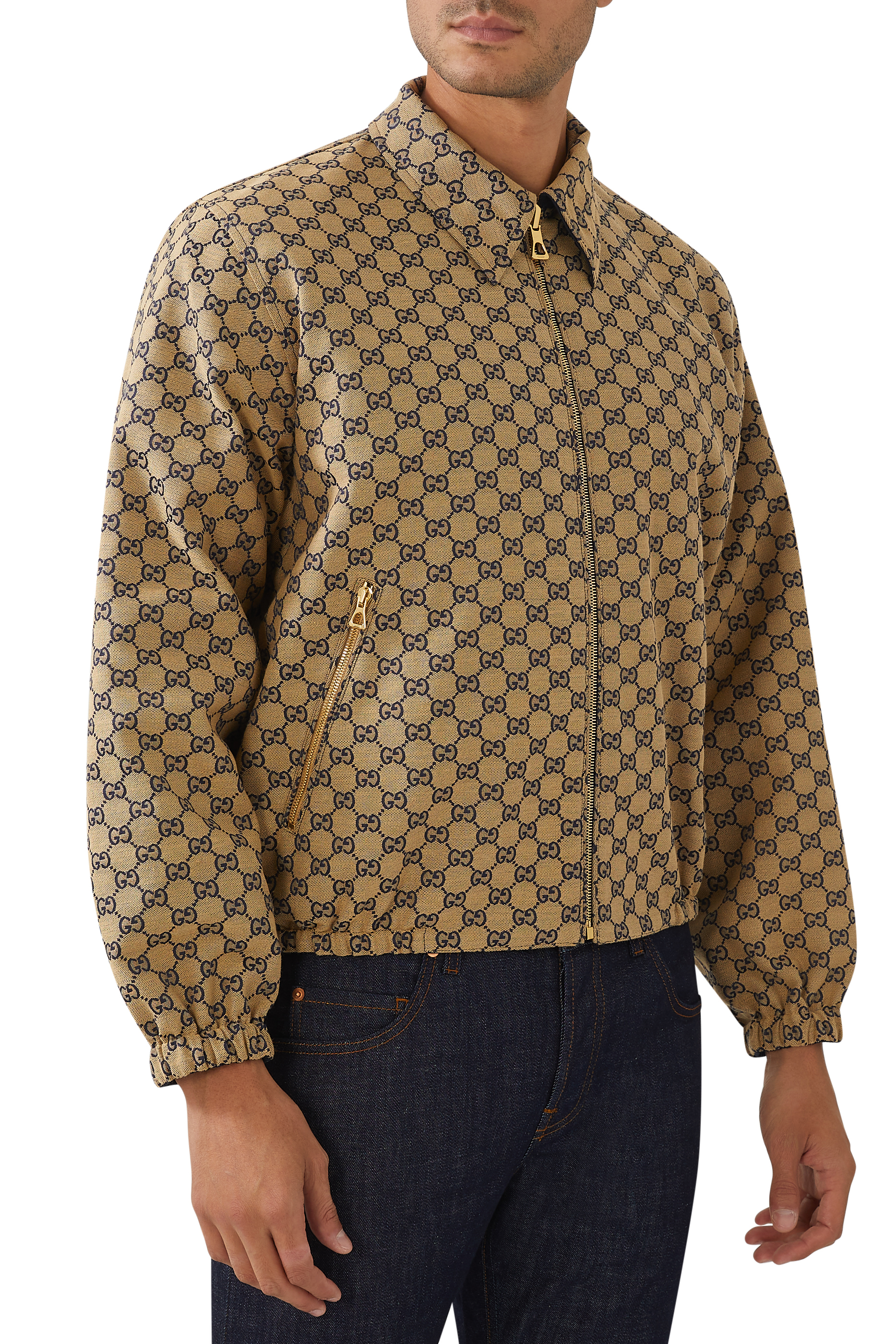 جاكيت بوليستر بوجين وشعار حرفي GG