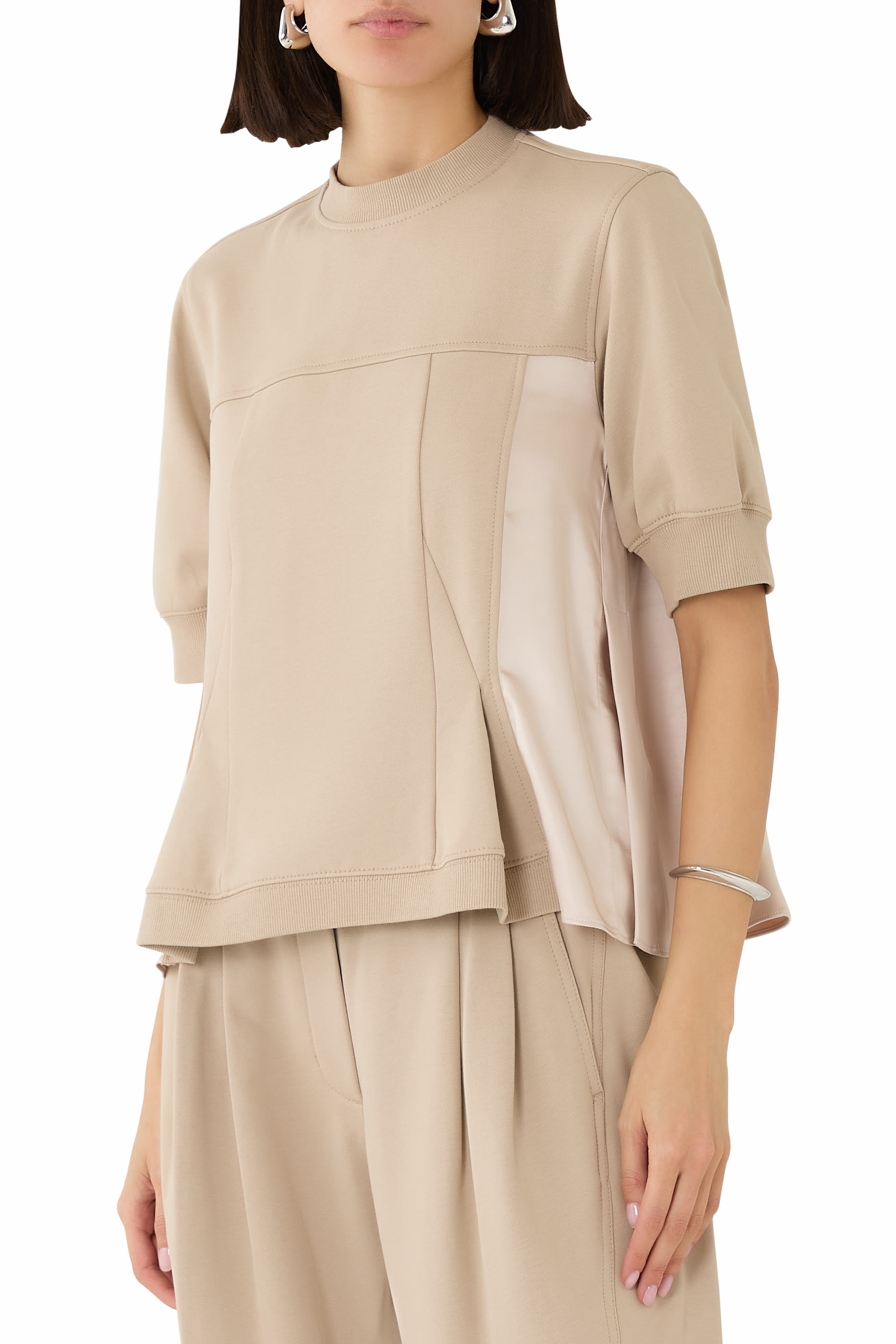 بلوزة بكشكش مزيج ستان