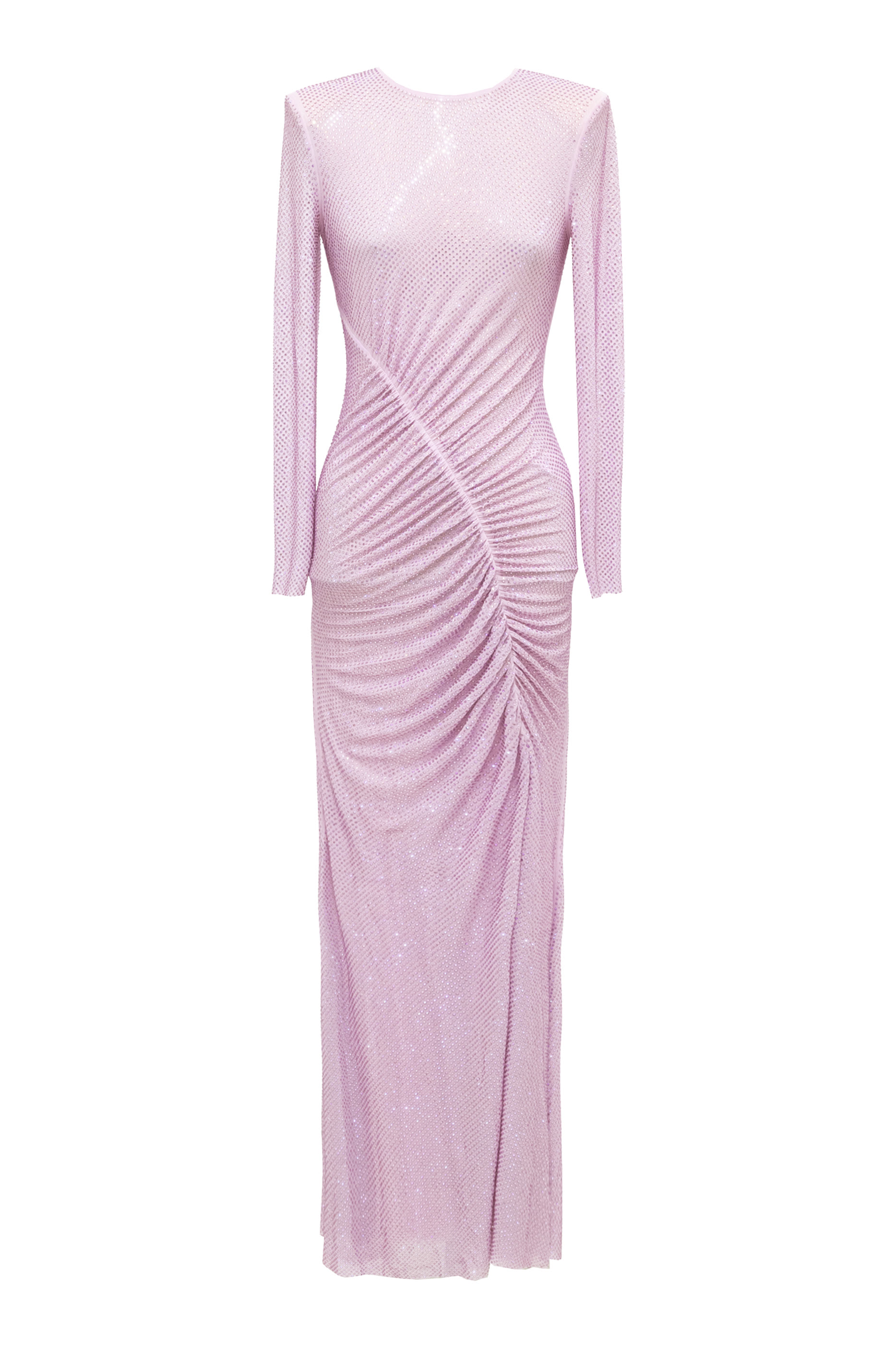 فستان طويل مرصع بأحجار الراين قماش شبكي