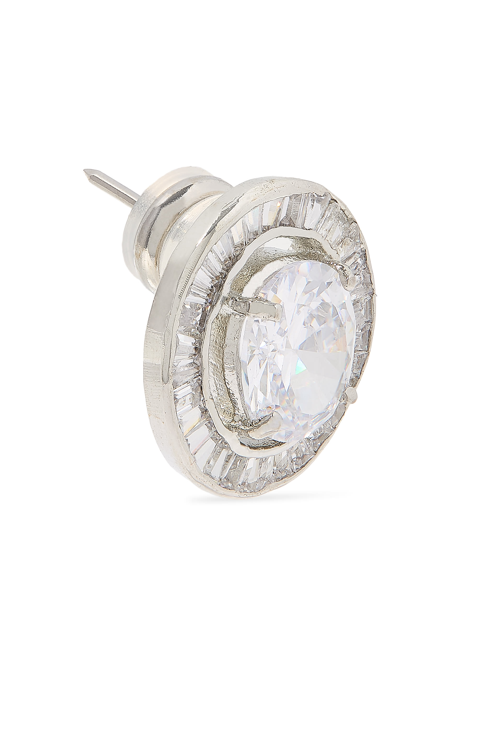  أقراط بتصميم بيضوي، فضة استرلينية