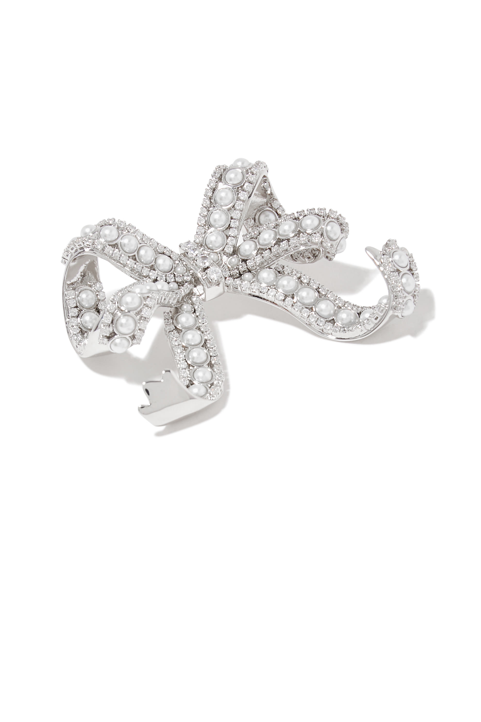 بروش بتصميم ربطة فيونكة مرصعة باللؤلؤ والكريستال