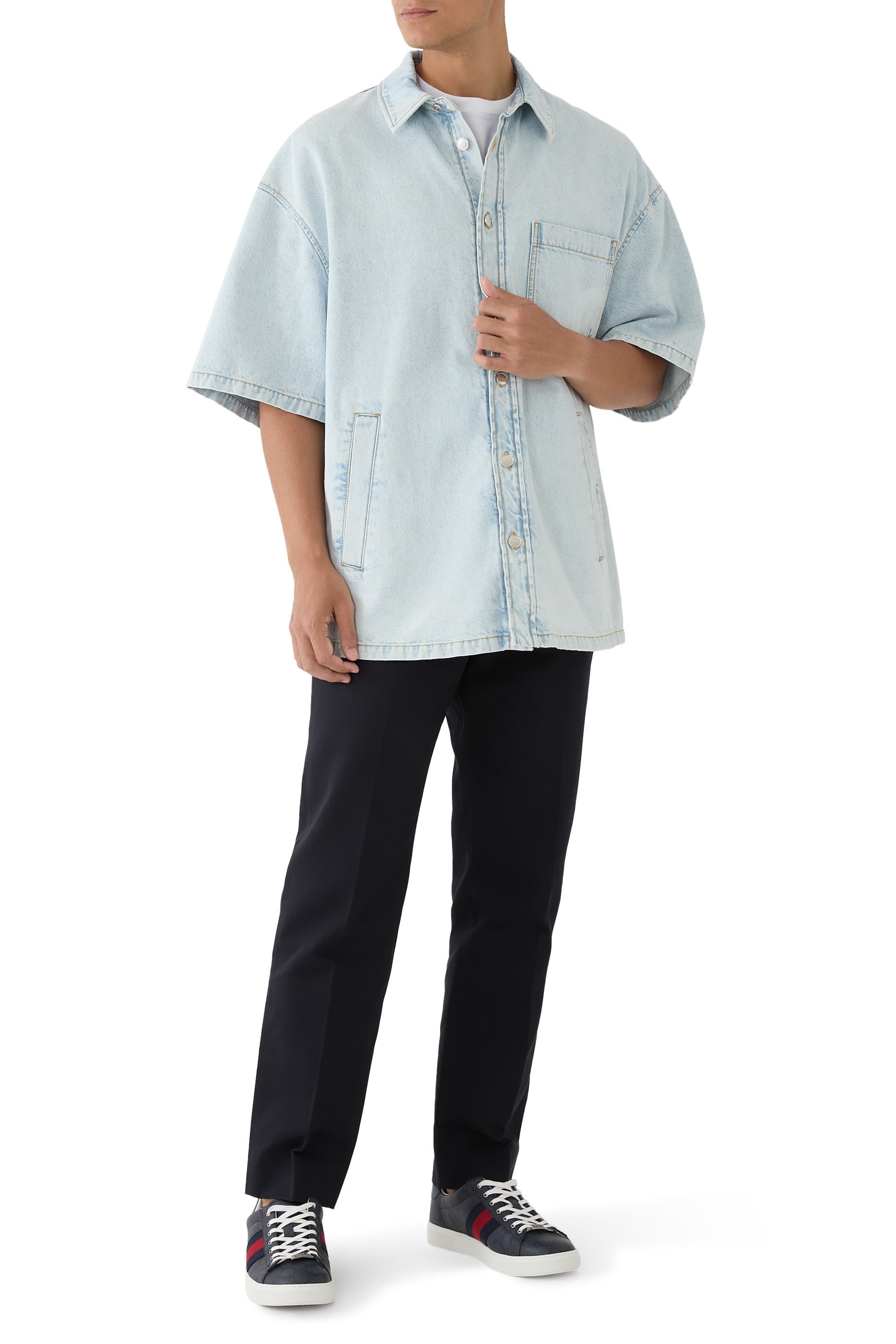 قميص بطبعات ليزر دنيم