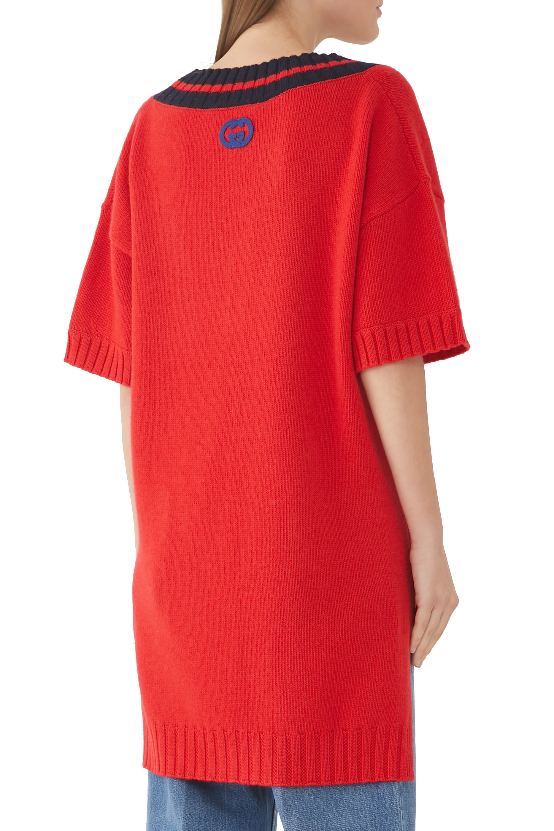 فستان صوف بحرفي شعار الماركة بتصميم متداخل