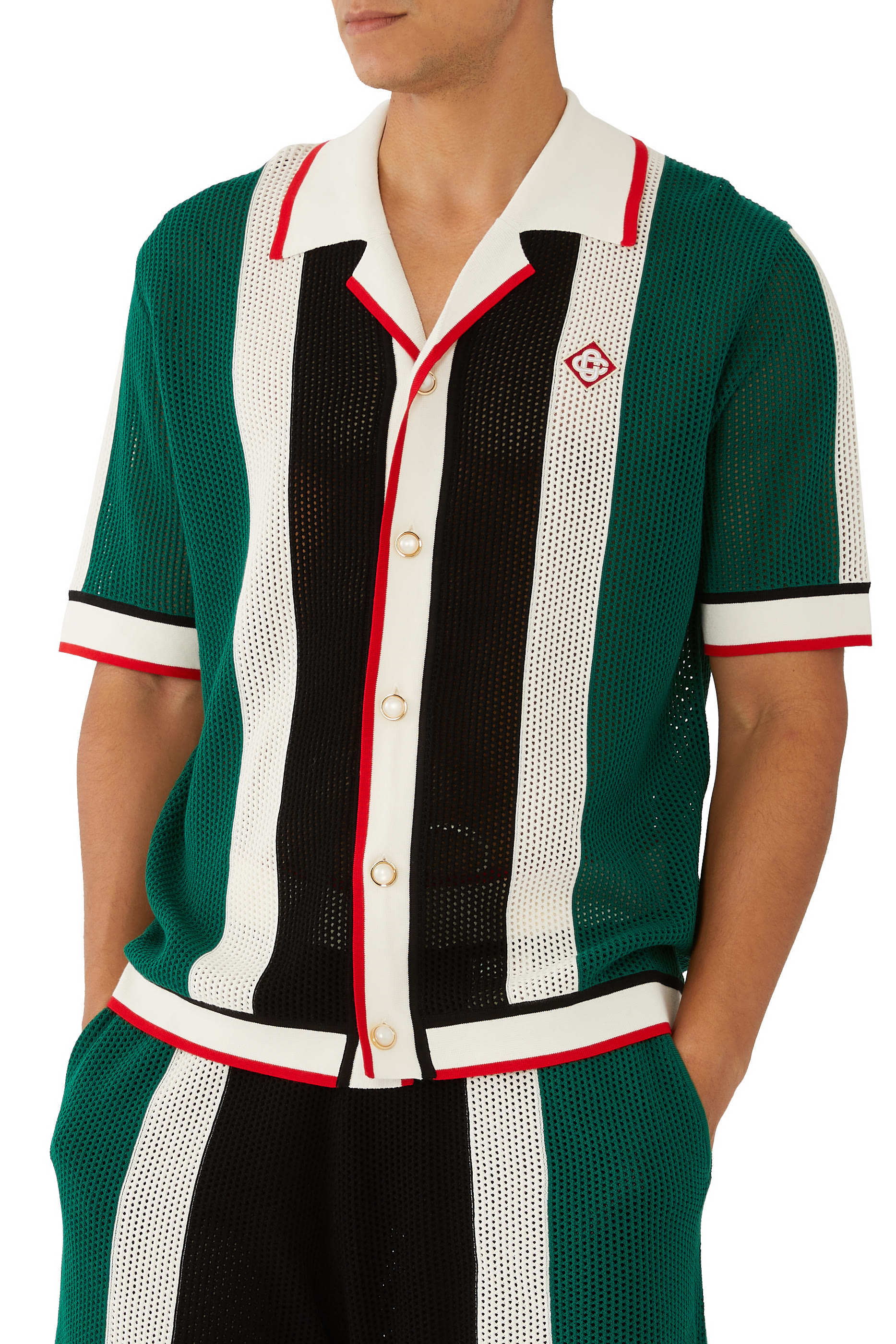 قميص مخطط قماش شبكي