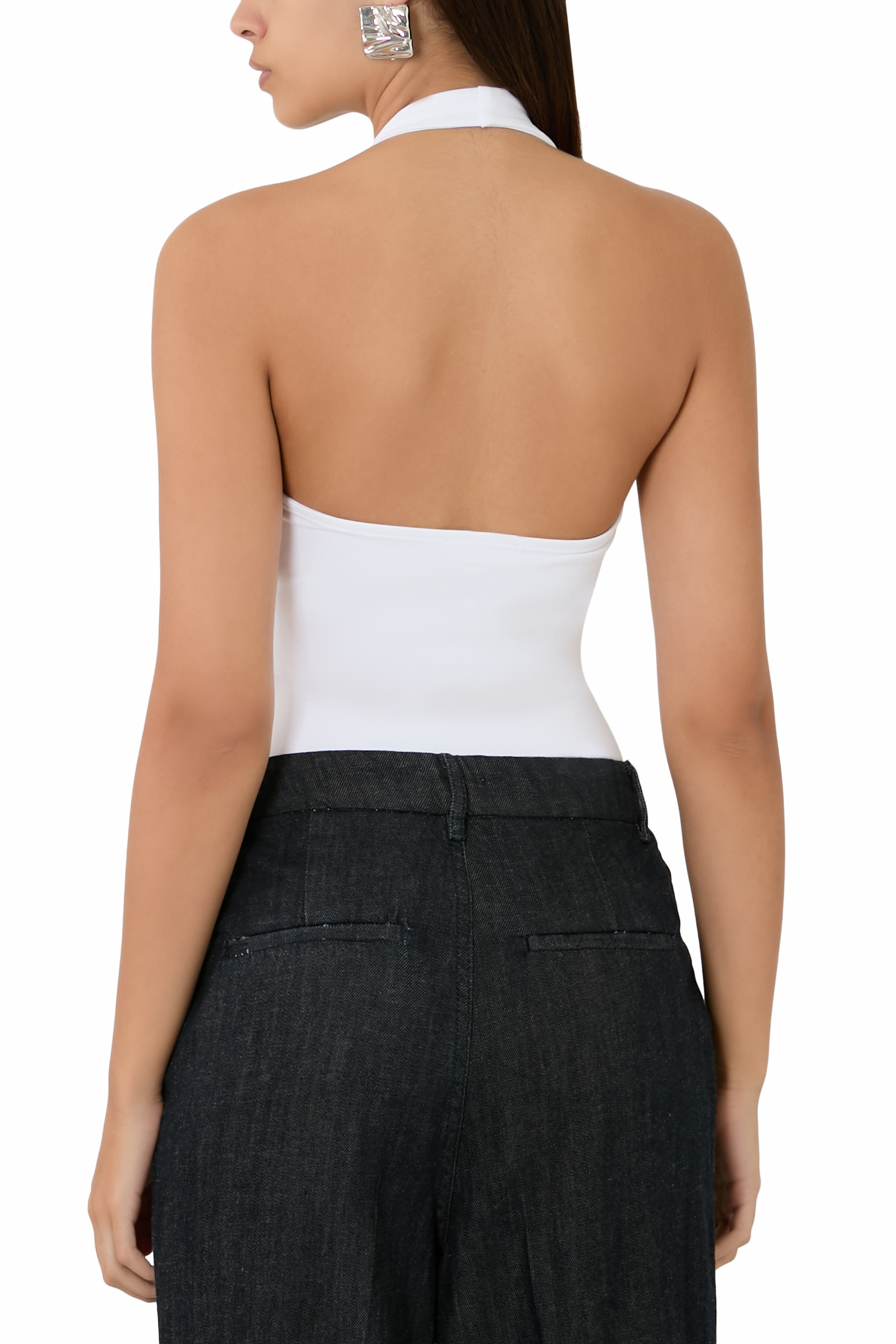 بودي سوت بياقة مربعة وحمالات حول الرقبة