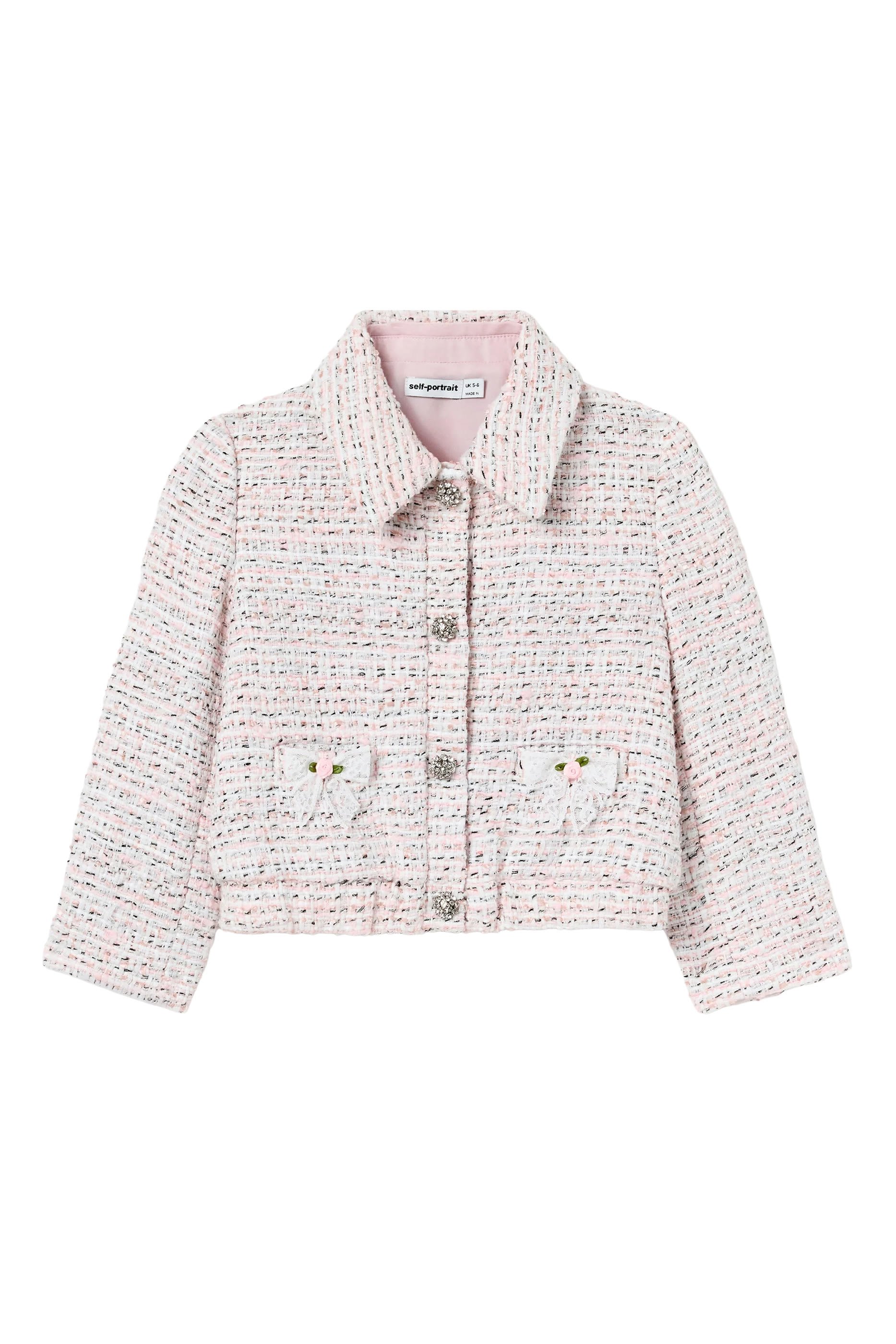 Kids Boucl&eacute; Lace Bow Jacket