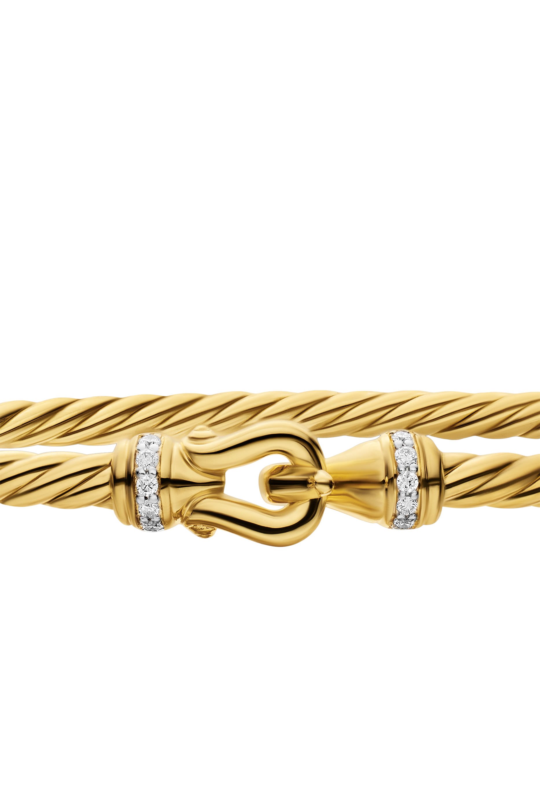 Micro Cablespira&reg; Flex Buckle Bracelet, Sterling Silver, 18K Yellow Gold & Diamonds