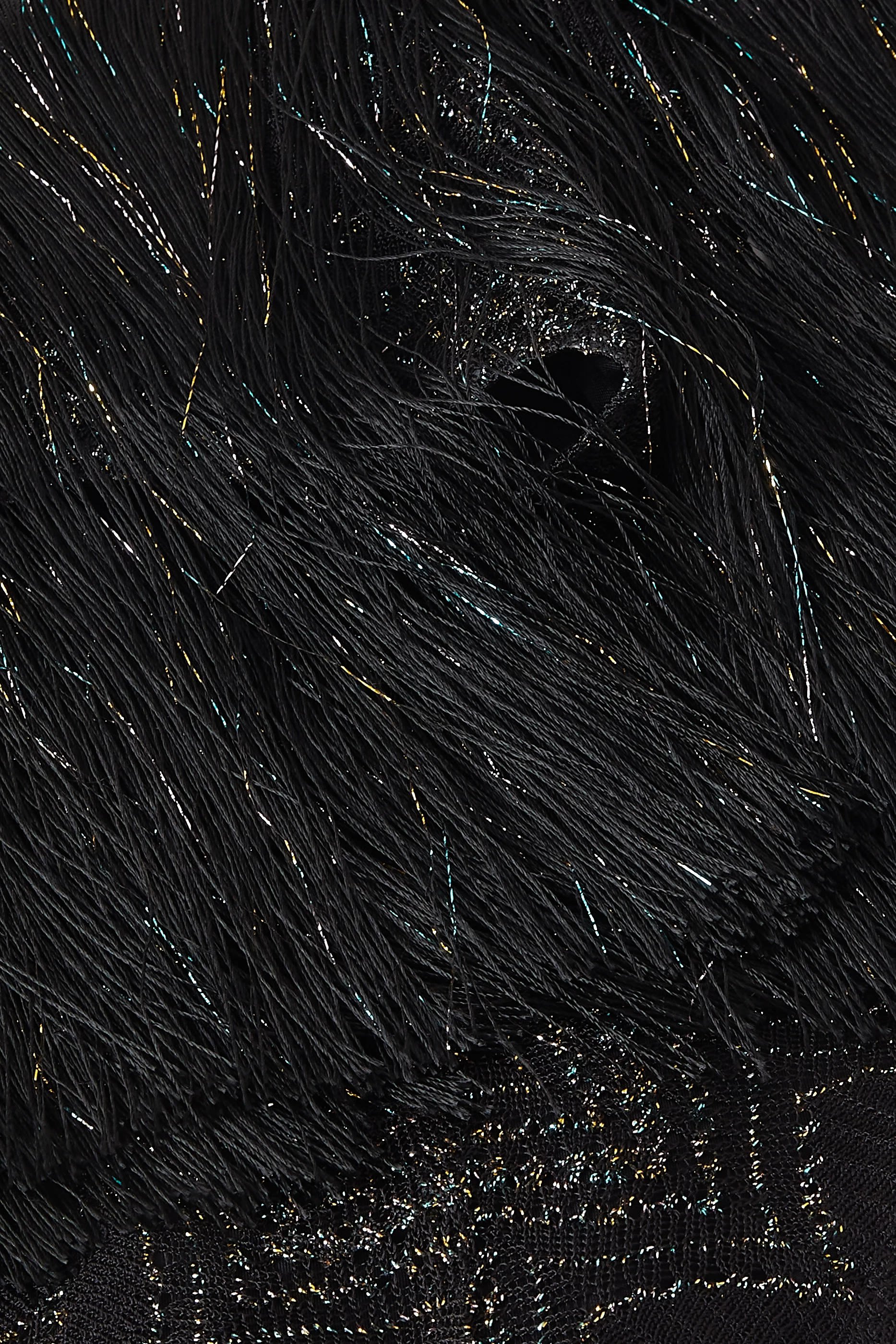 طقم بيكيني بكتف مكشوف بنقشة متعرجة فيسكوز لاميه بشرابات