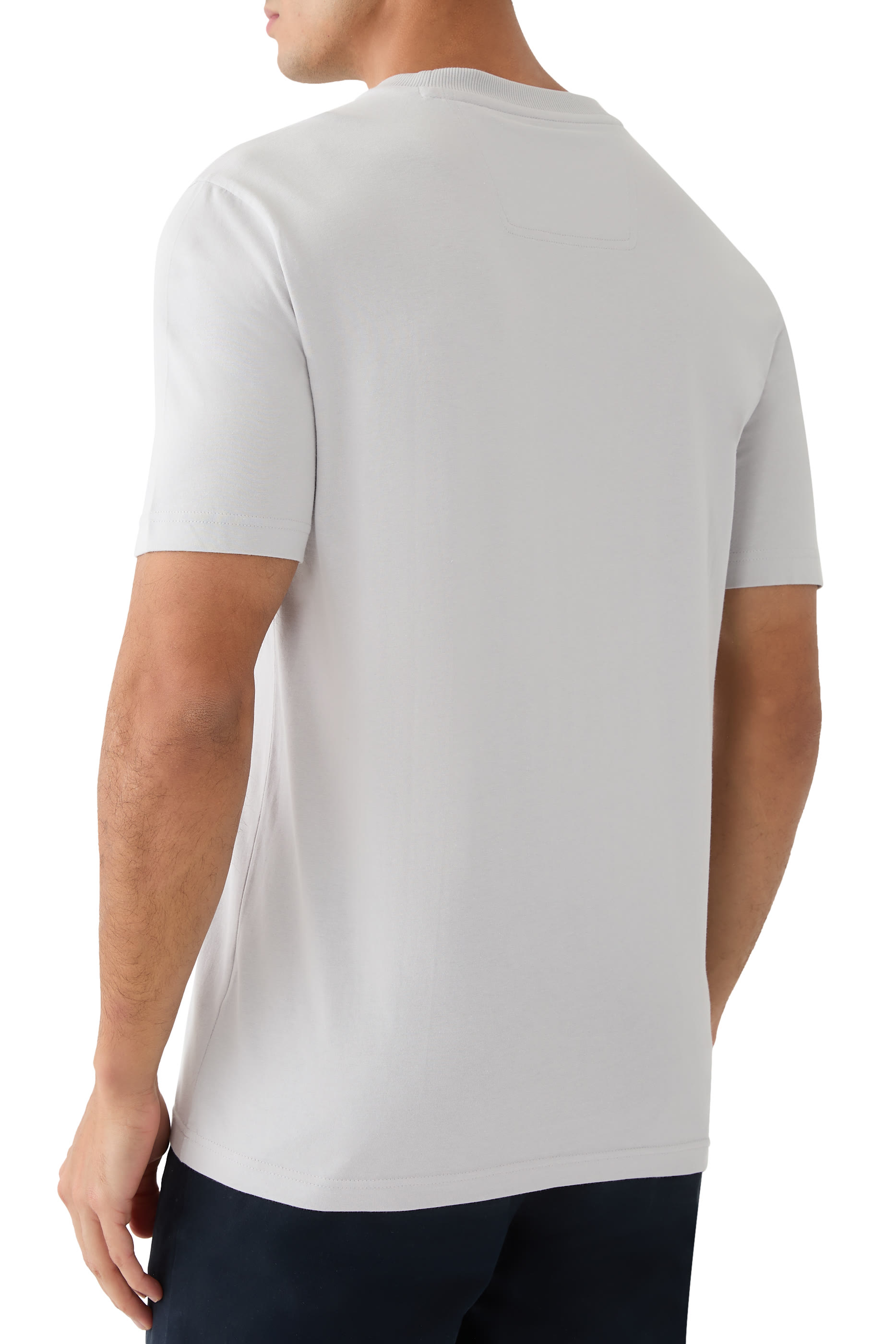 تيشيرت بنقشة شعار الماركة بتصميم مزدوج قطن وجيرسيه