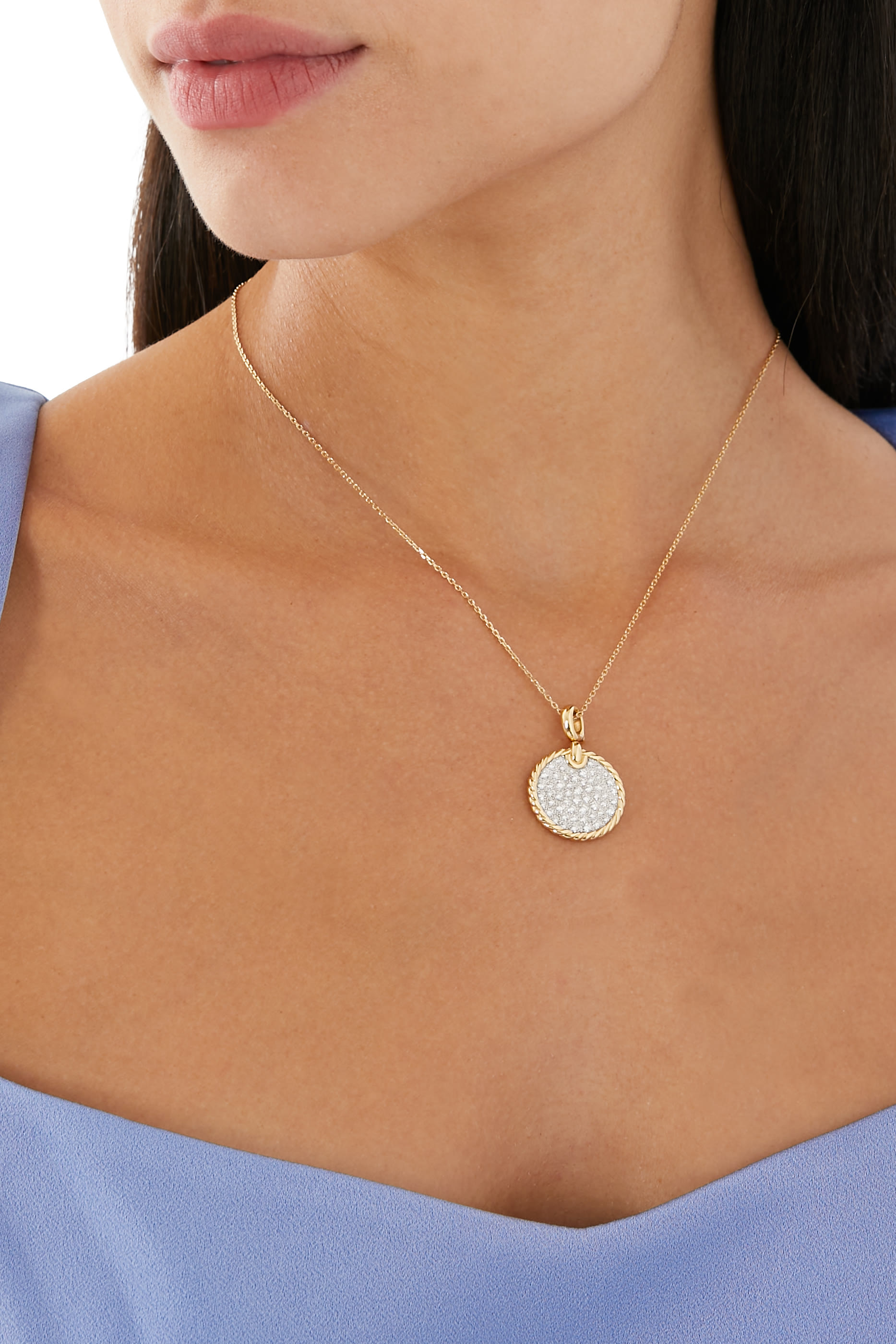 DY Elements&reg; Disc Pendant, 18k Yellow Gold & Diamonds