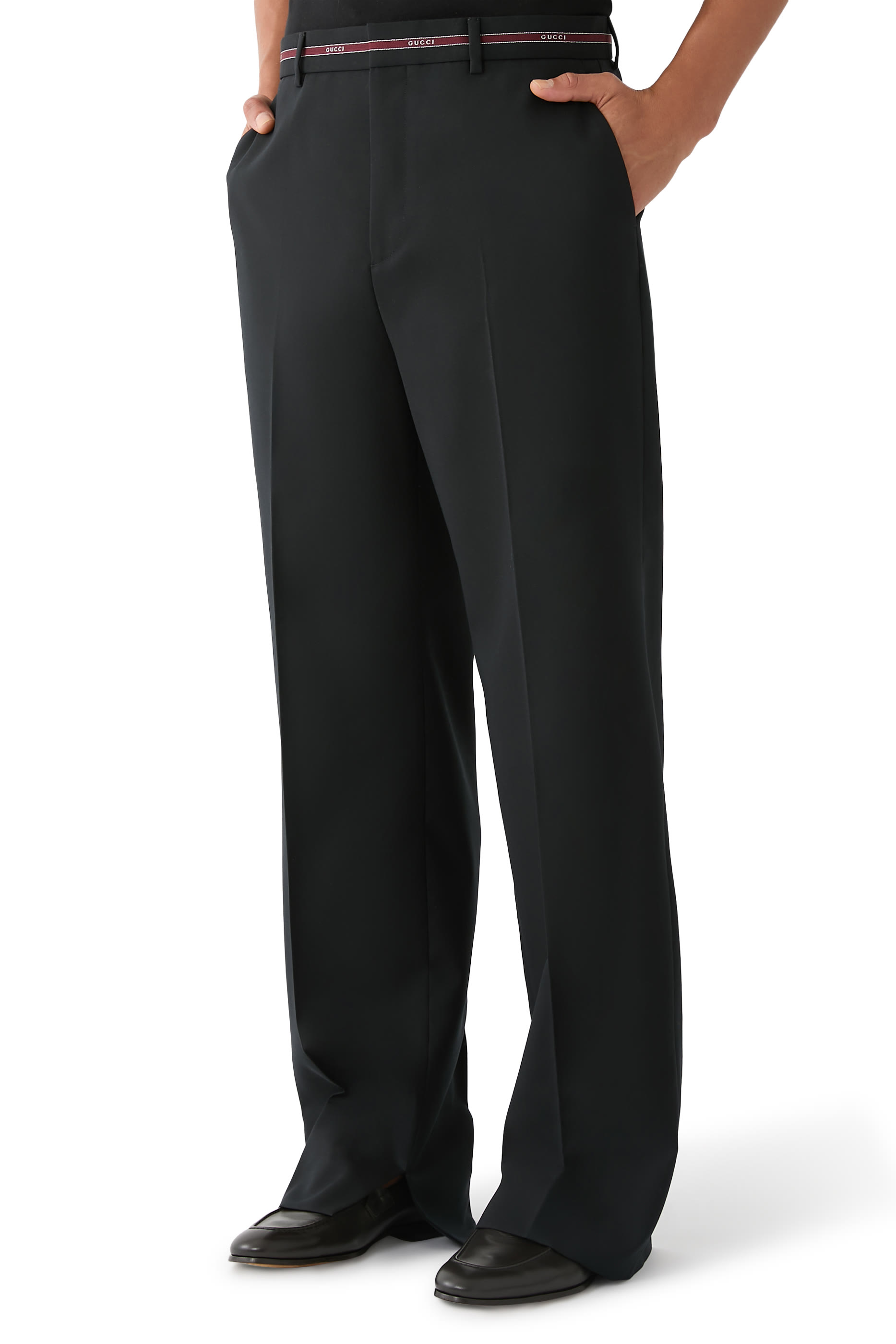 بنطال سيلفدج بتفاصيل شعار الماركة صوف