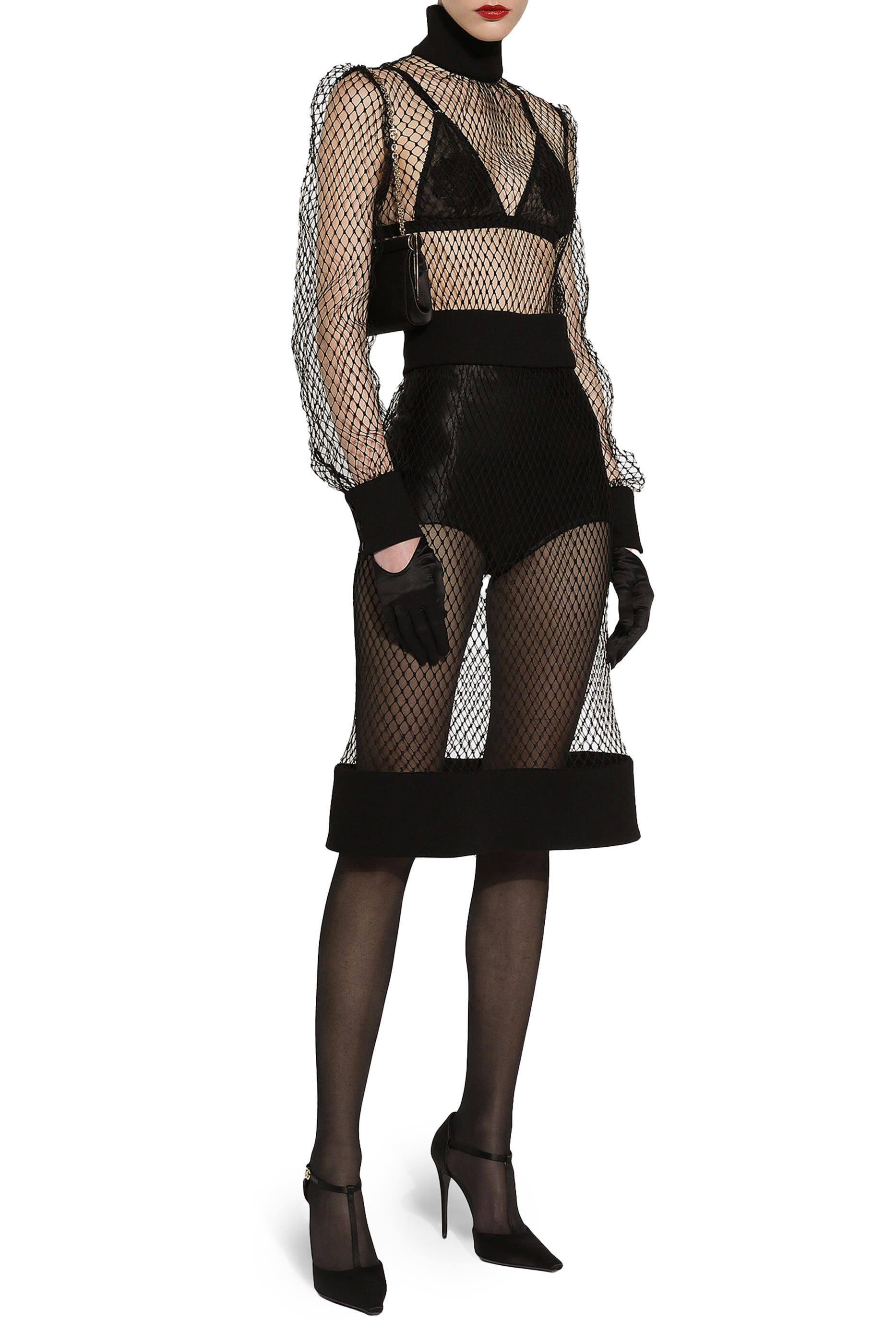 سروال داخلي بخصر مرتفع حرير ساتان وماركيزيت مطاطي