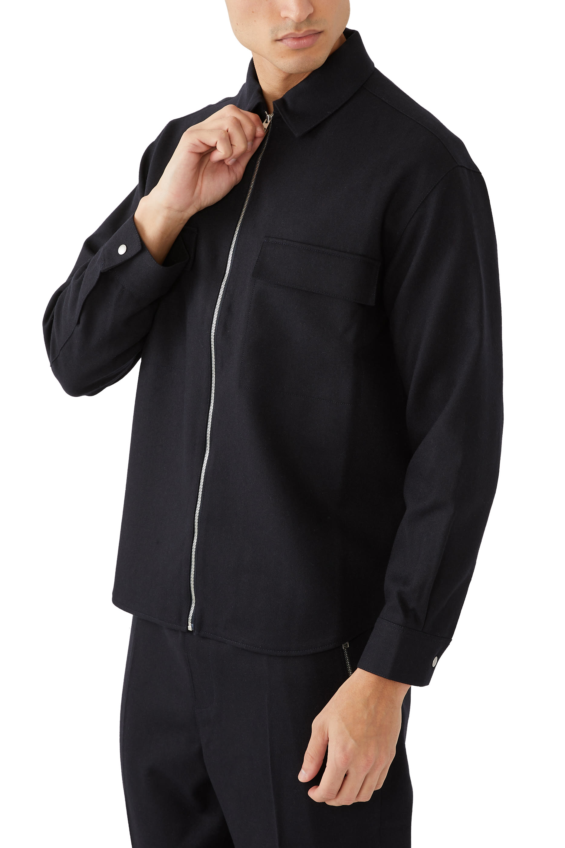 جاكيت عصري بسحاب فلانيل