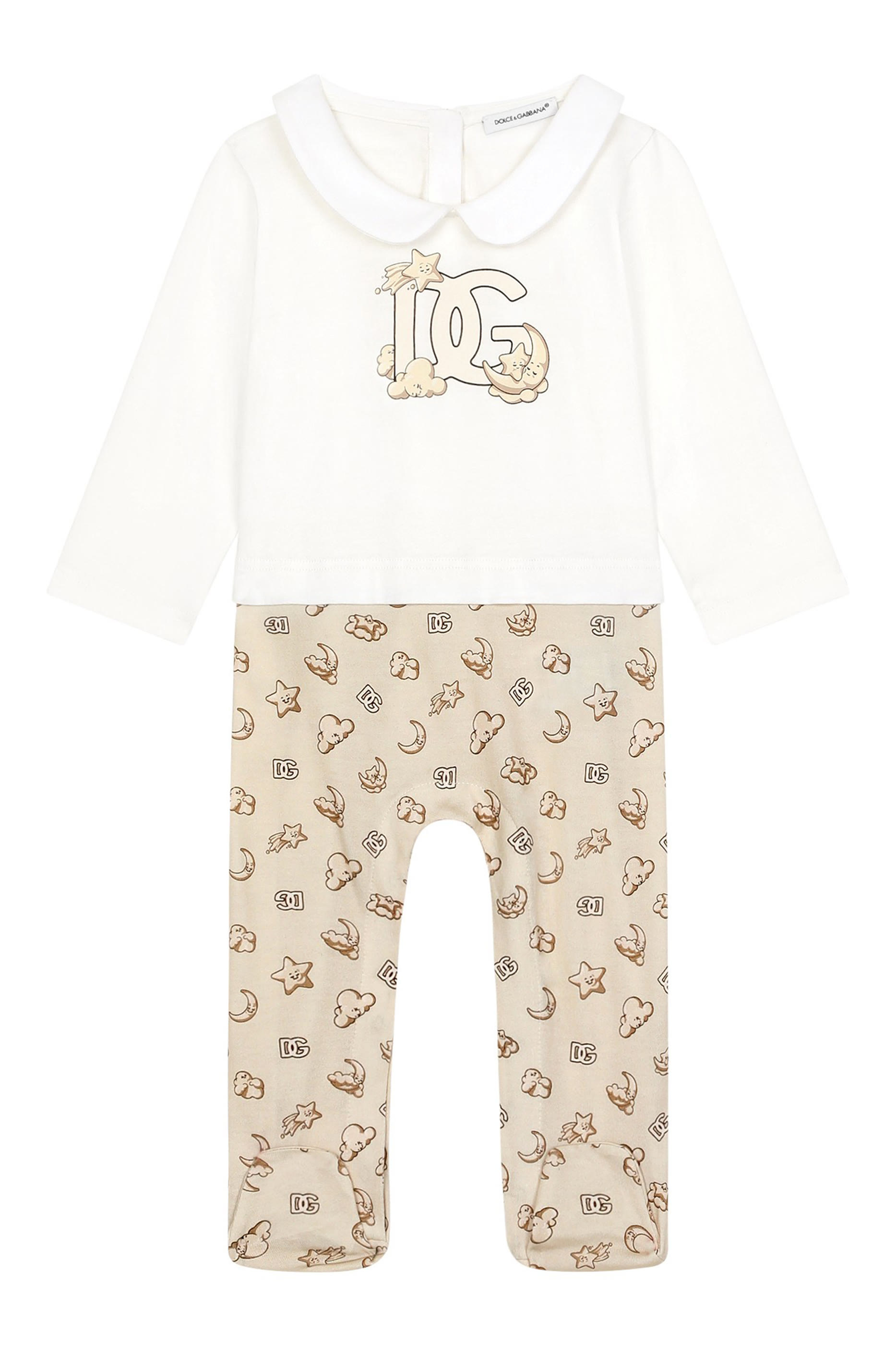طقم بدلة بطبعات قمر ونجوم للأطفال، ثلاث قطع